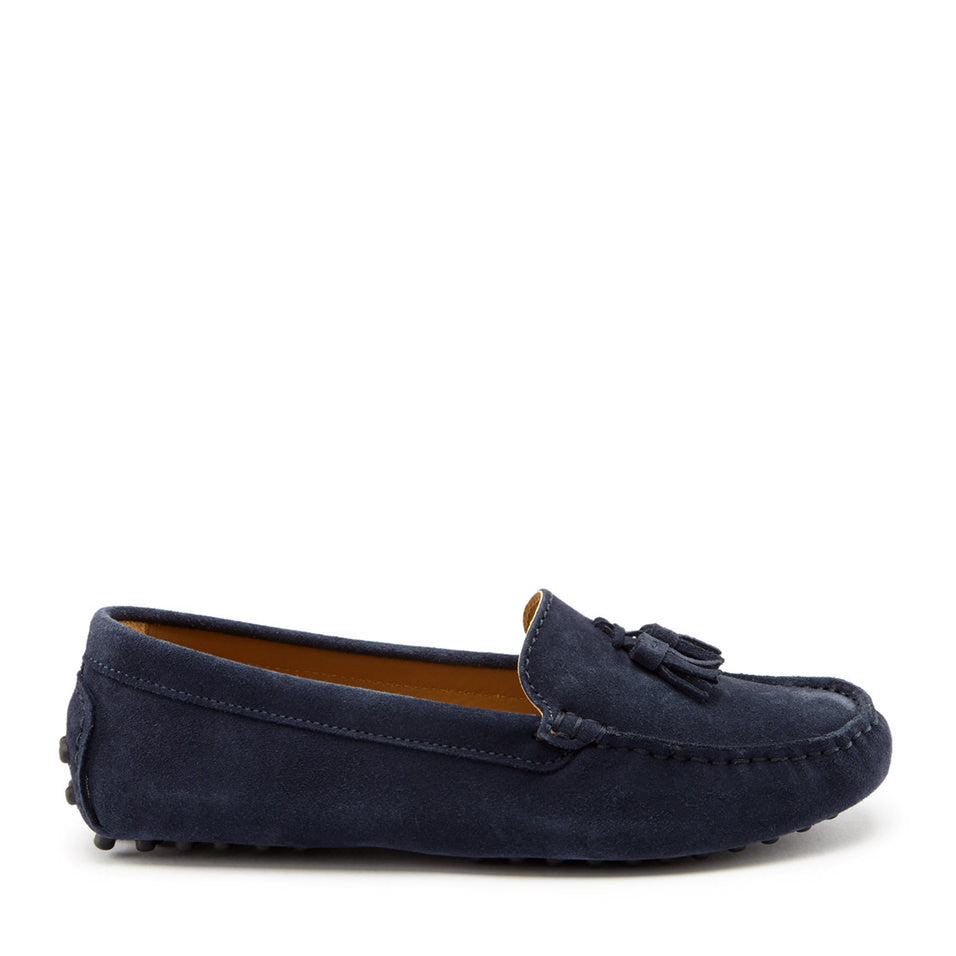 Damen Mokassins mit Quasten, marineblaues Wildleder