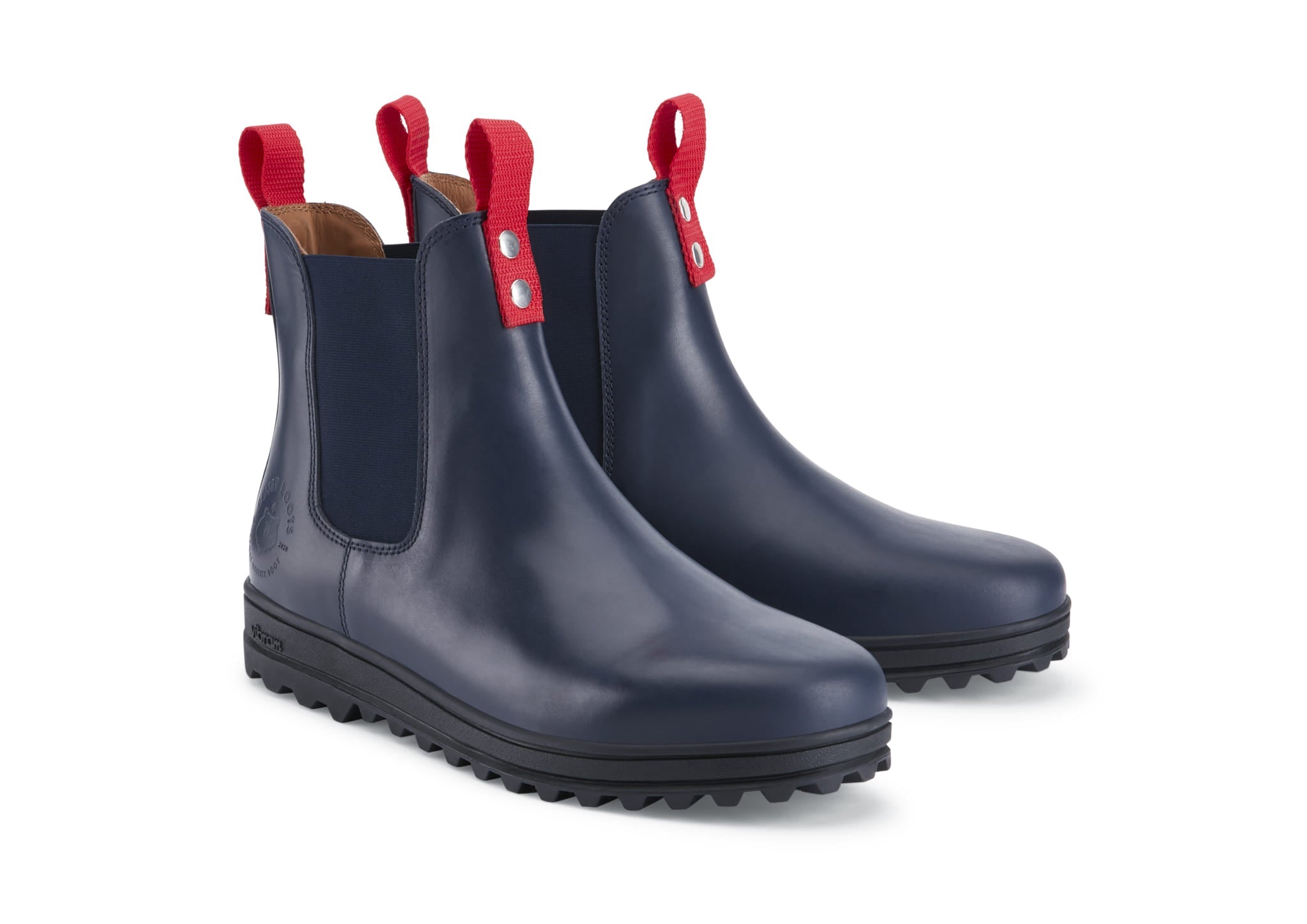 Busby Herren Winter Chelsea Boot, Marineblaues Leder