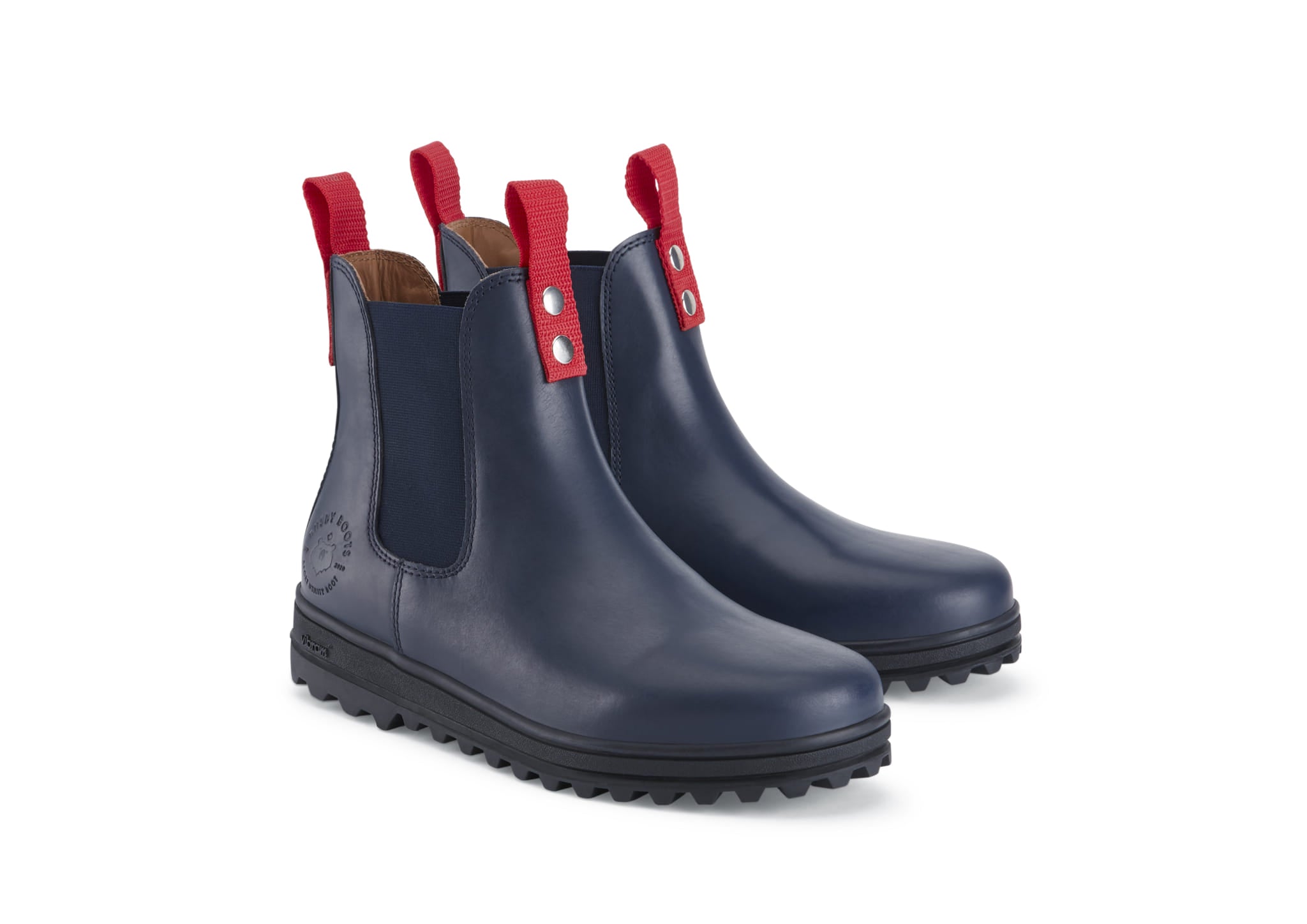 Busby Damen Winter Chelsea Stiefel, Marineblaues Leder