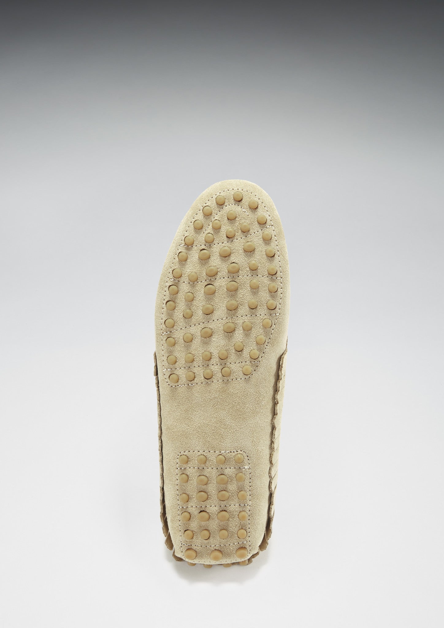 Damen-Driving-Loafer mit Fransen, taupefarbenes Veloursleder
