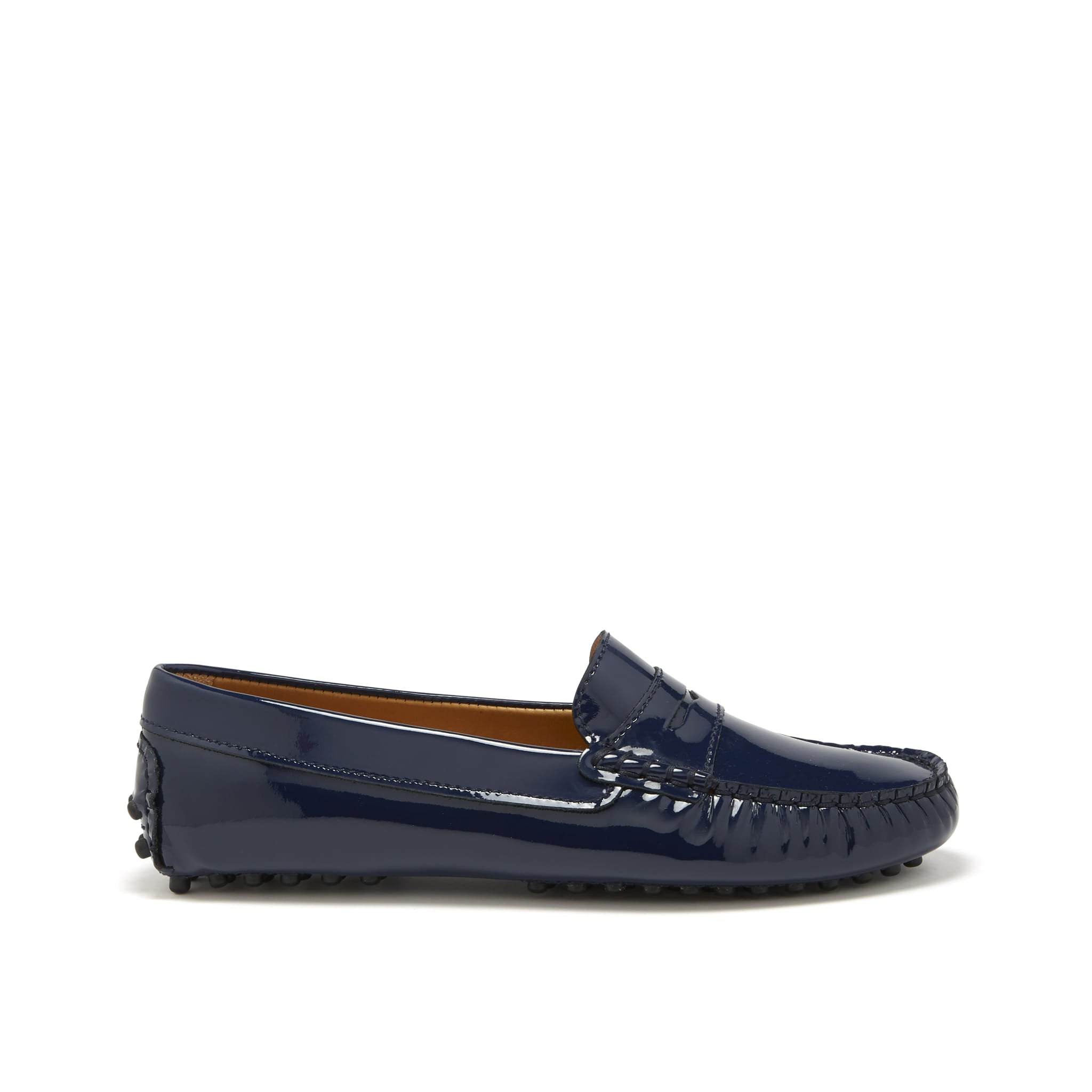 Damen-Slipper Penny Loafer, Lackleder Marineblau