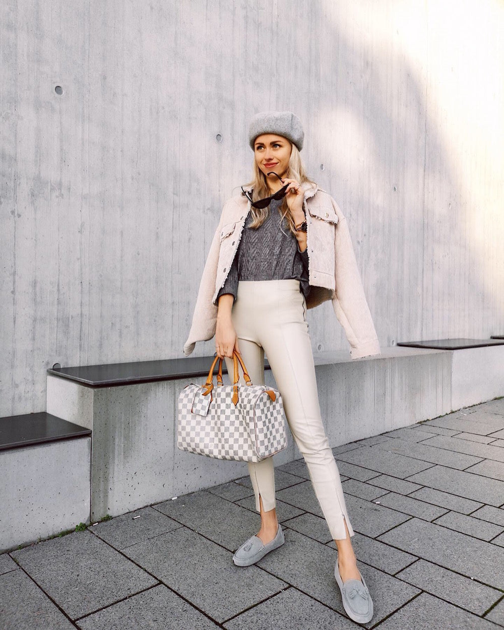 Damen-Driving-Loafer mit Quasten, taubengraues Veloursleder