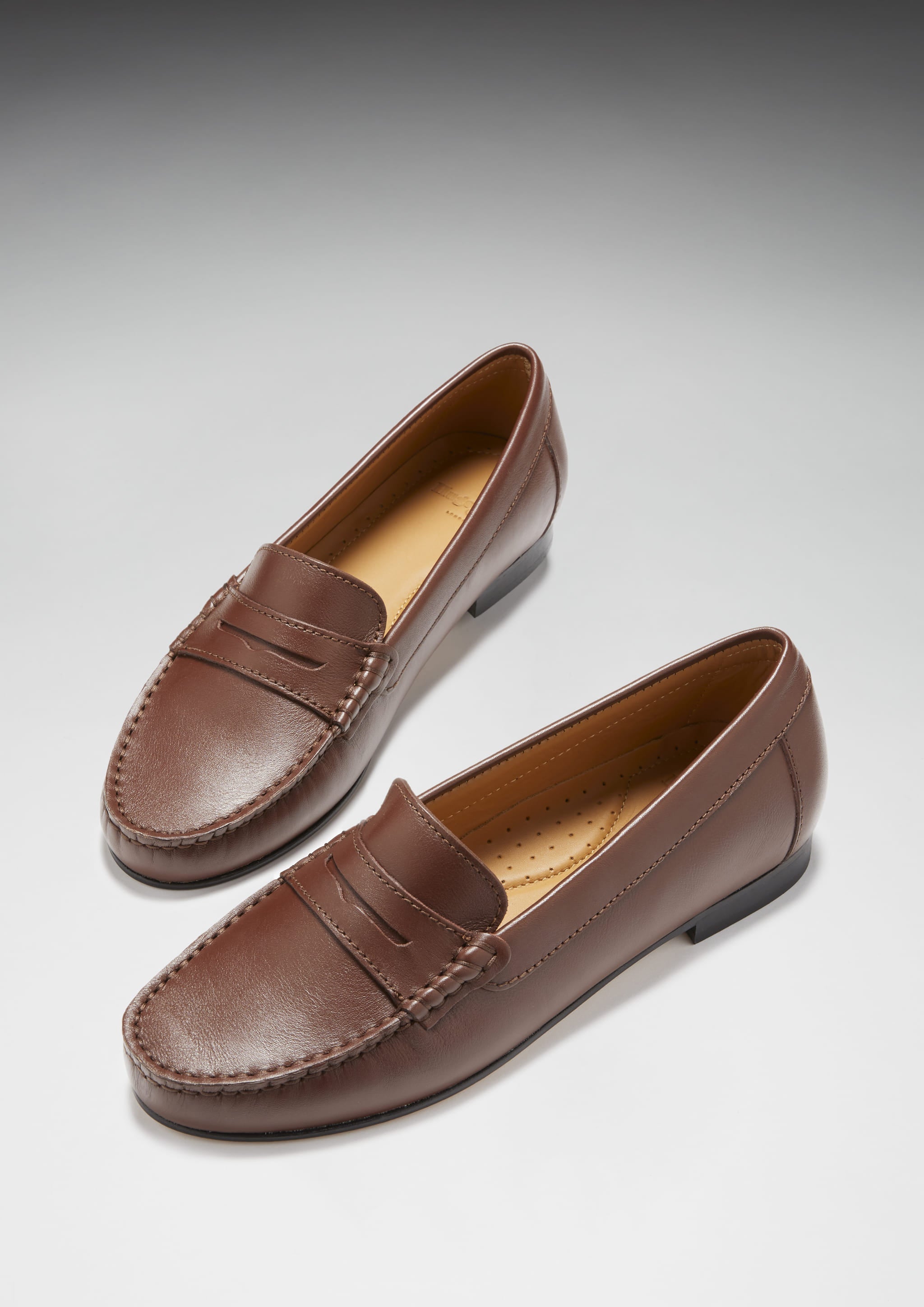 Damen Penny Loafer Ledersohle, braunes Leder
