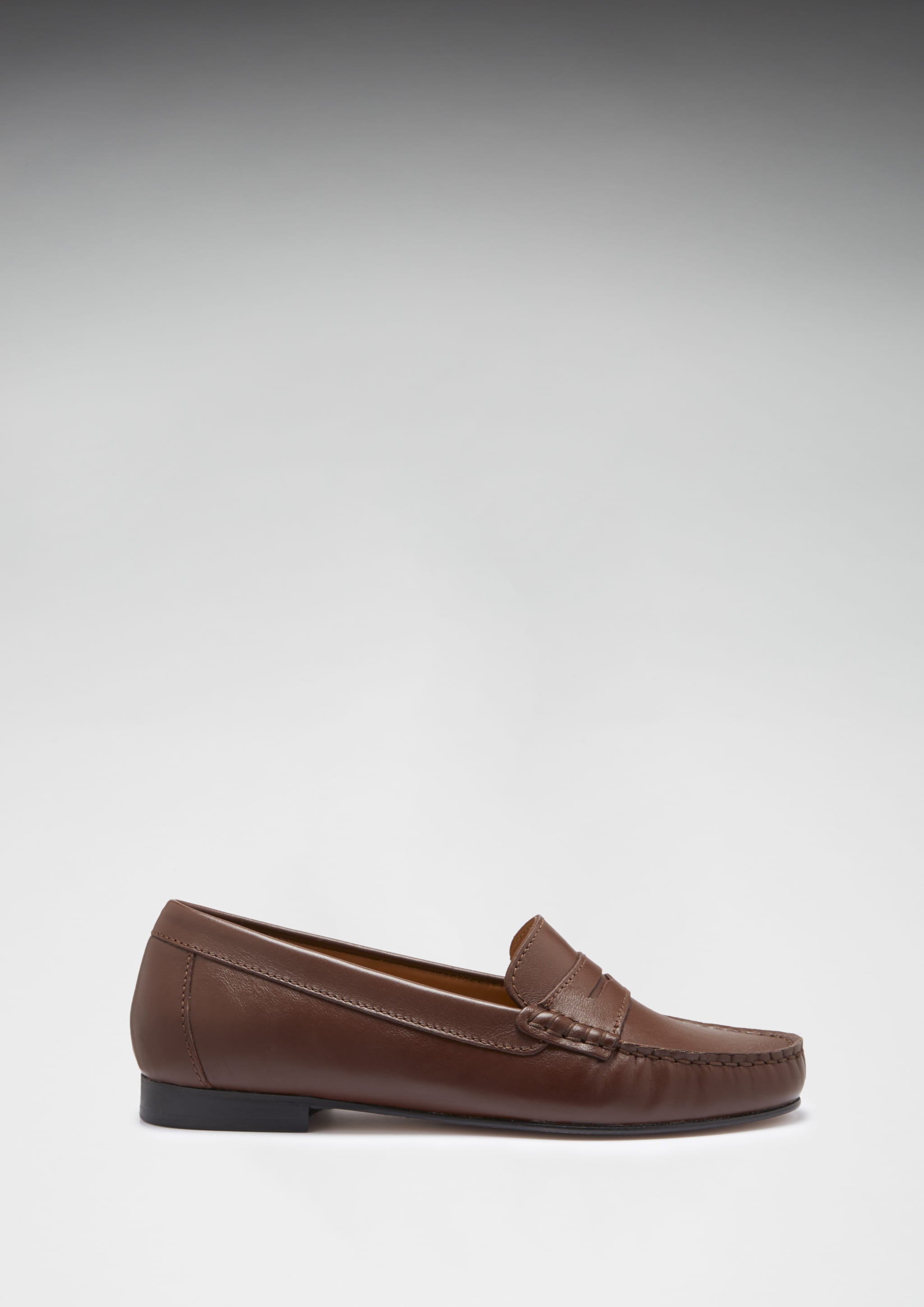 Damen Penny Loafer Ledersohle, braunes Leder