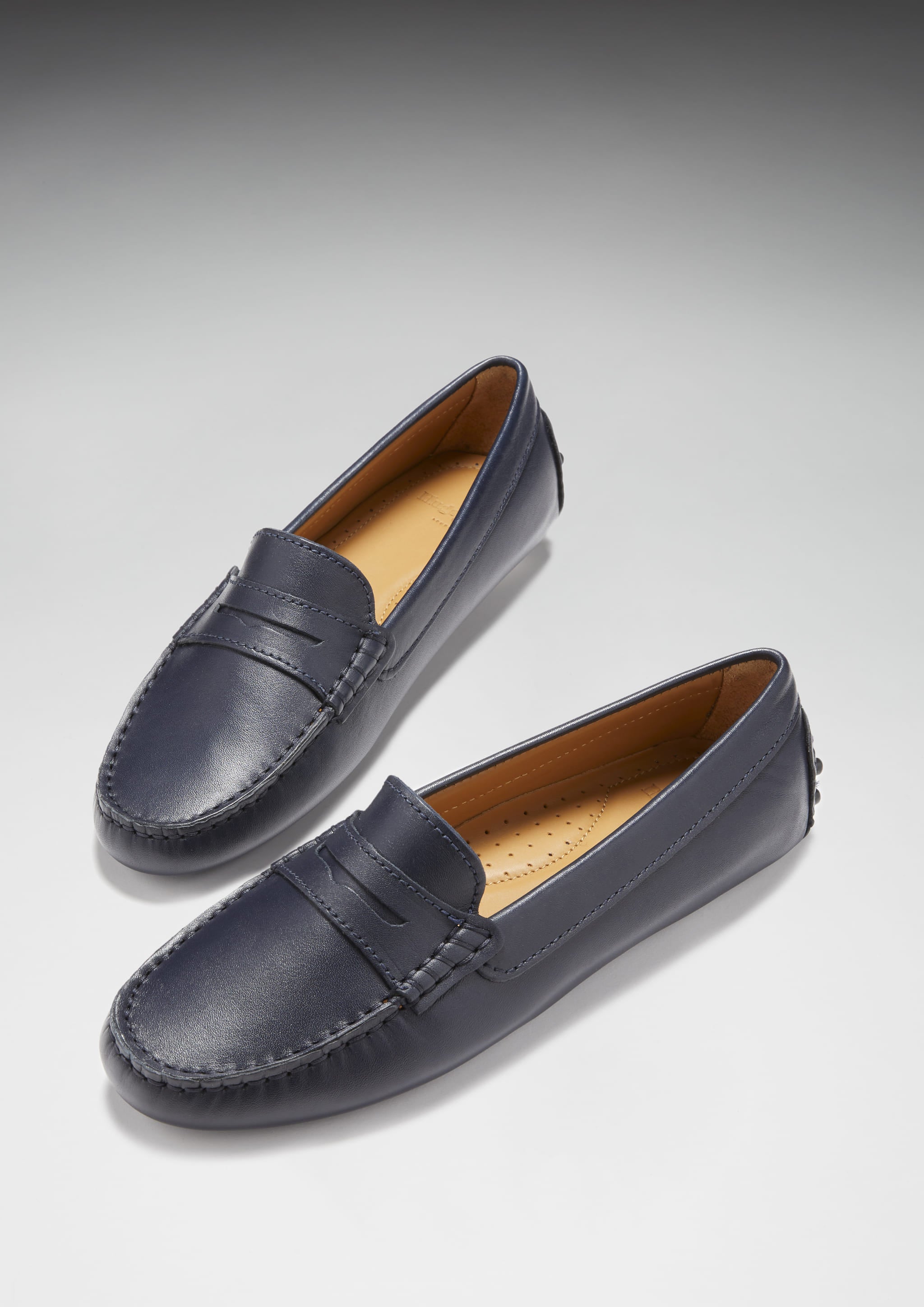 Damen Penny-Slipper, dunkelblaues Leder