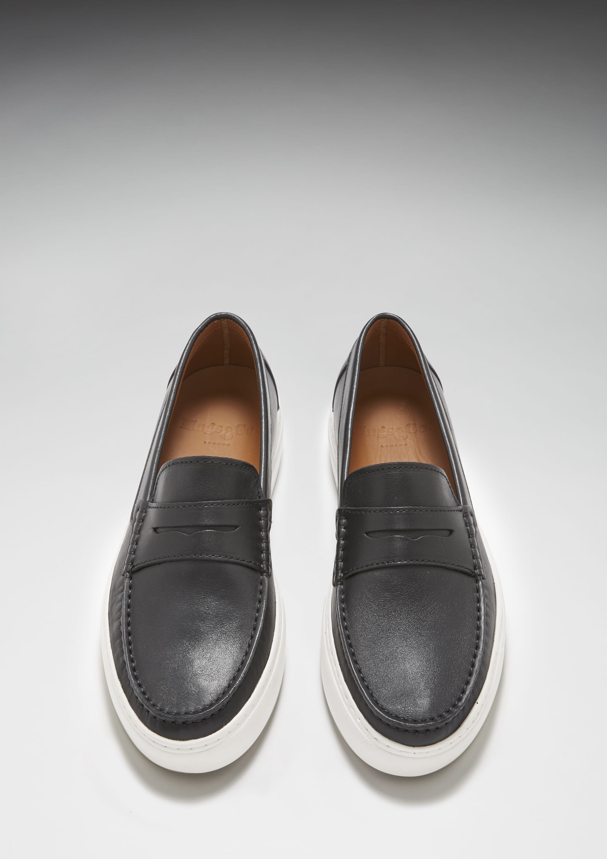 Slipper-Sneaker-Loafer, schwarzes Leder