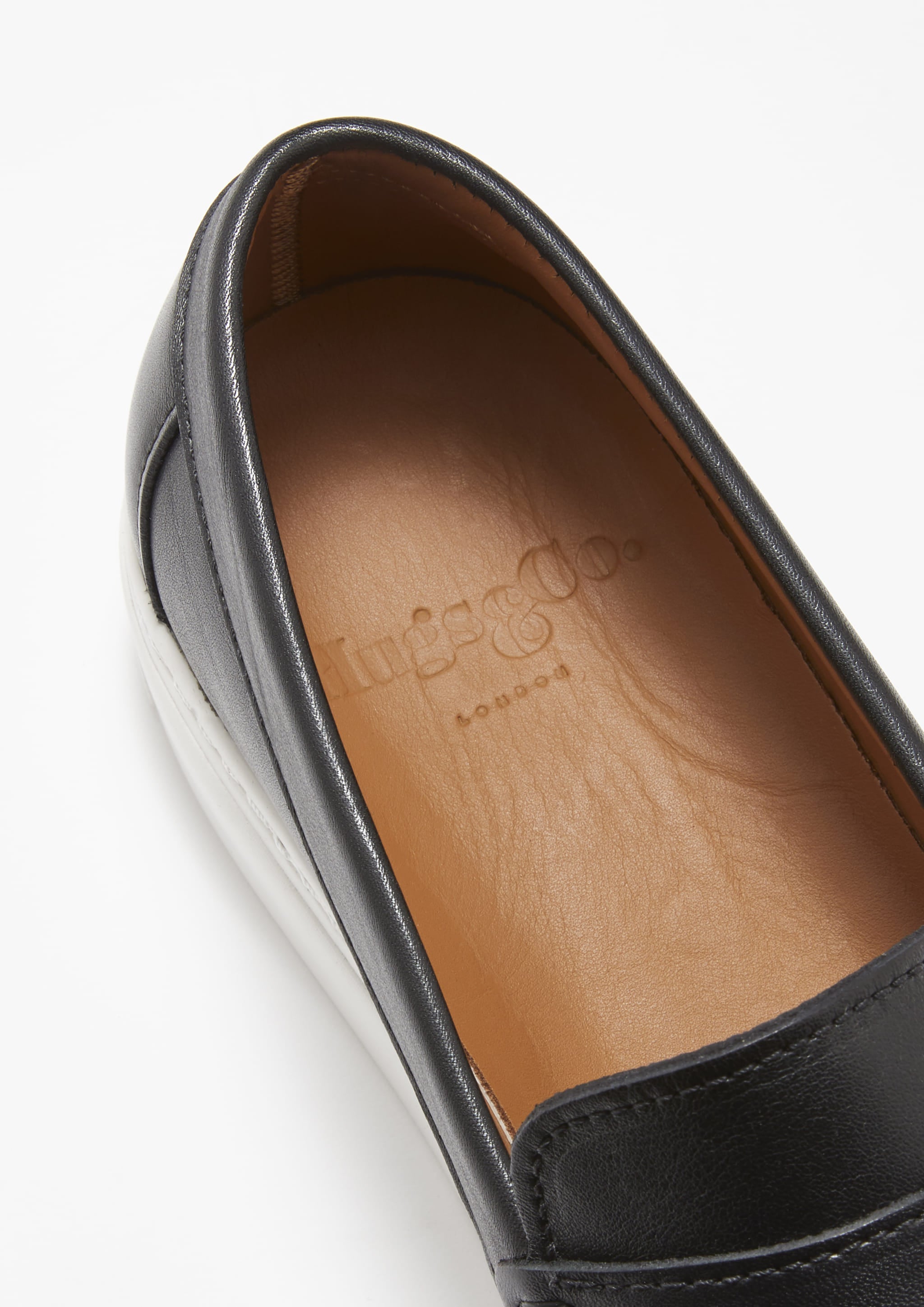 Slipper-Sneaker-Loafer, schwarzes Leder