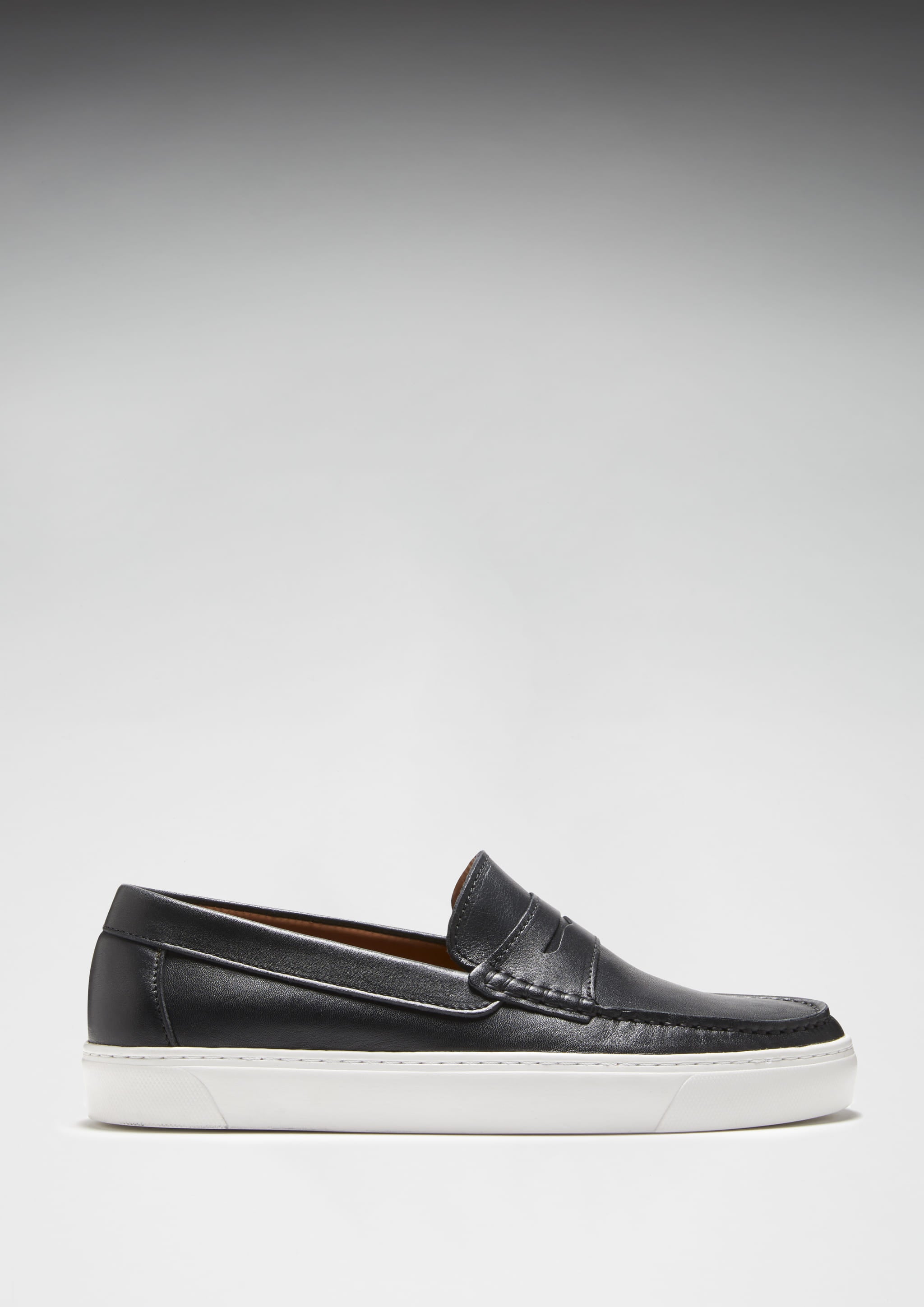 Slipper-Sneaker-Loafer, schwarzes Leder