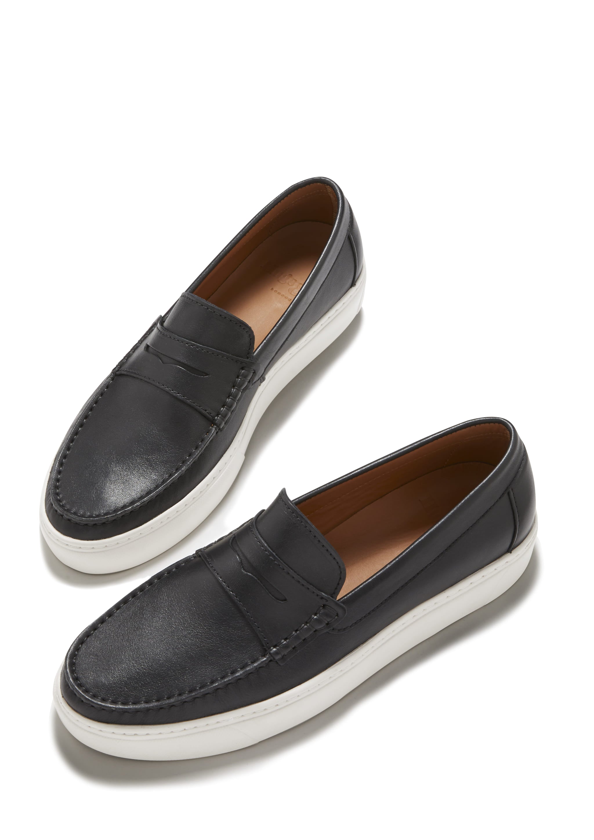 Slipper-Sneaker-Loafer, schwarzes Leder