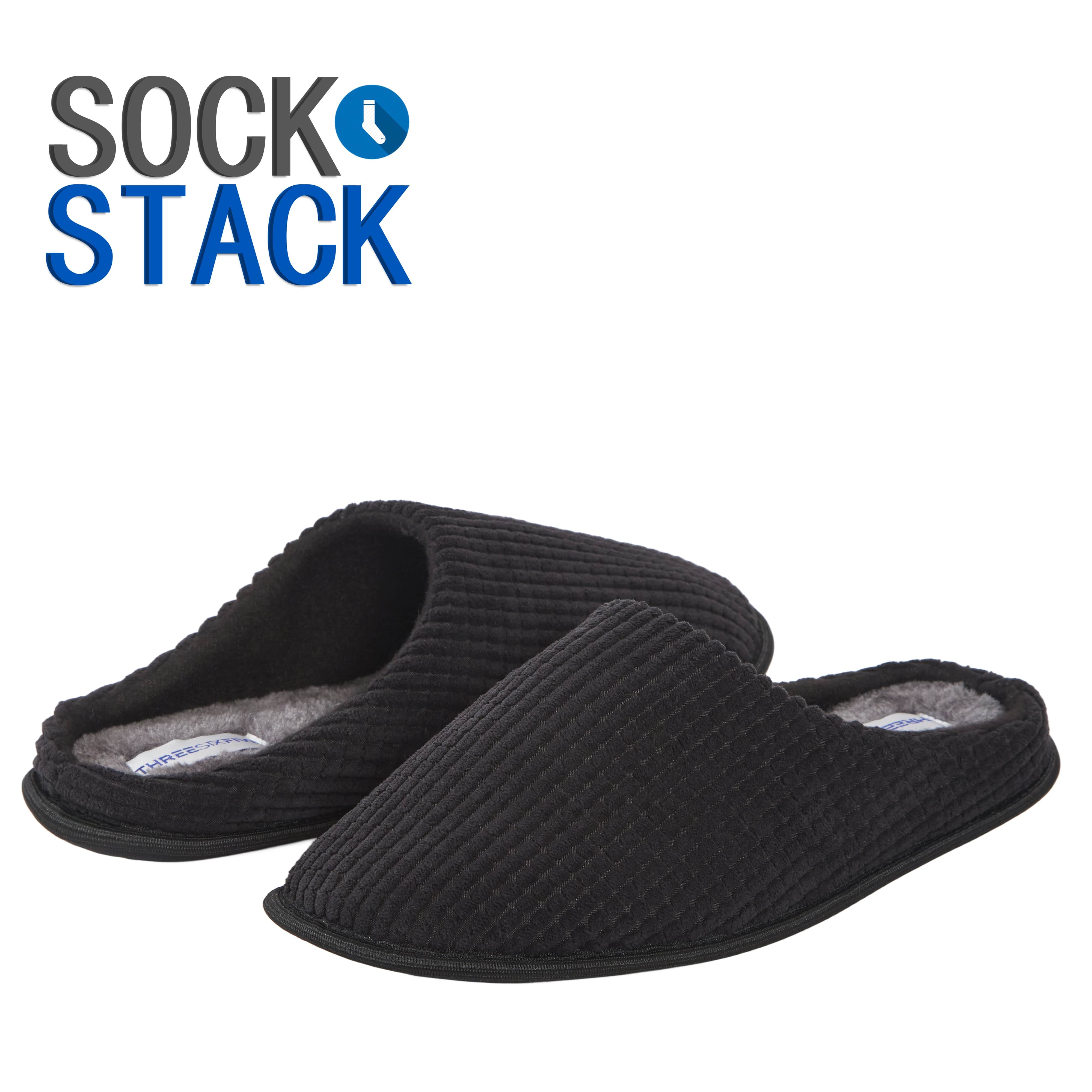 Sock Stack Herren Corduroy Slip On Hausschuhe Rutschfeste Memory Foam Warme Thermo-gefütterte Pflegeleichte Hausschuhe für den Heimkomfort