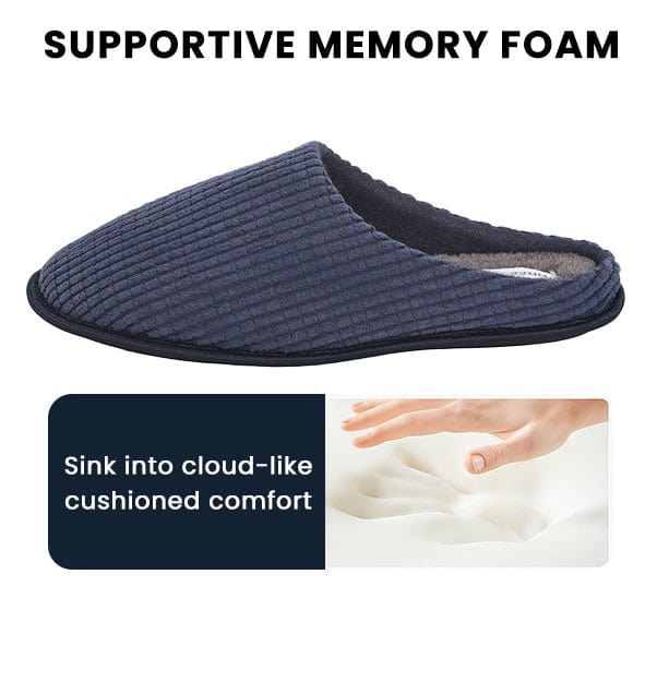 Sock Stack Herren Corduroy Slip On Hausschuhe Rutschfeste Memory Foam Warme Thermo-gefütterte Pflegeleichte Hausschuhe für den Heimkomfort