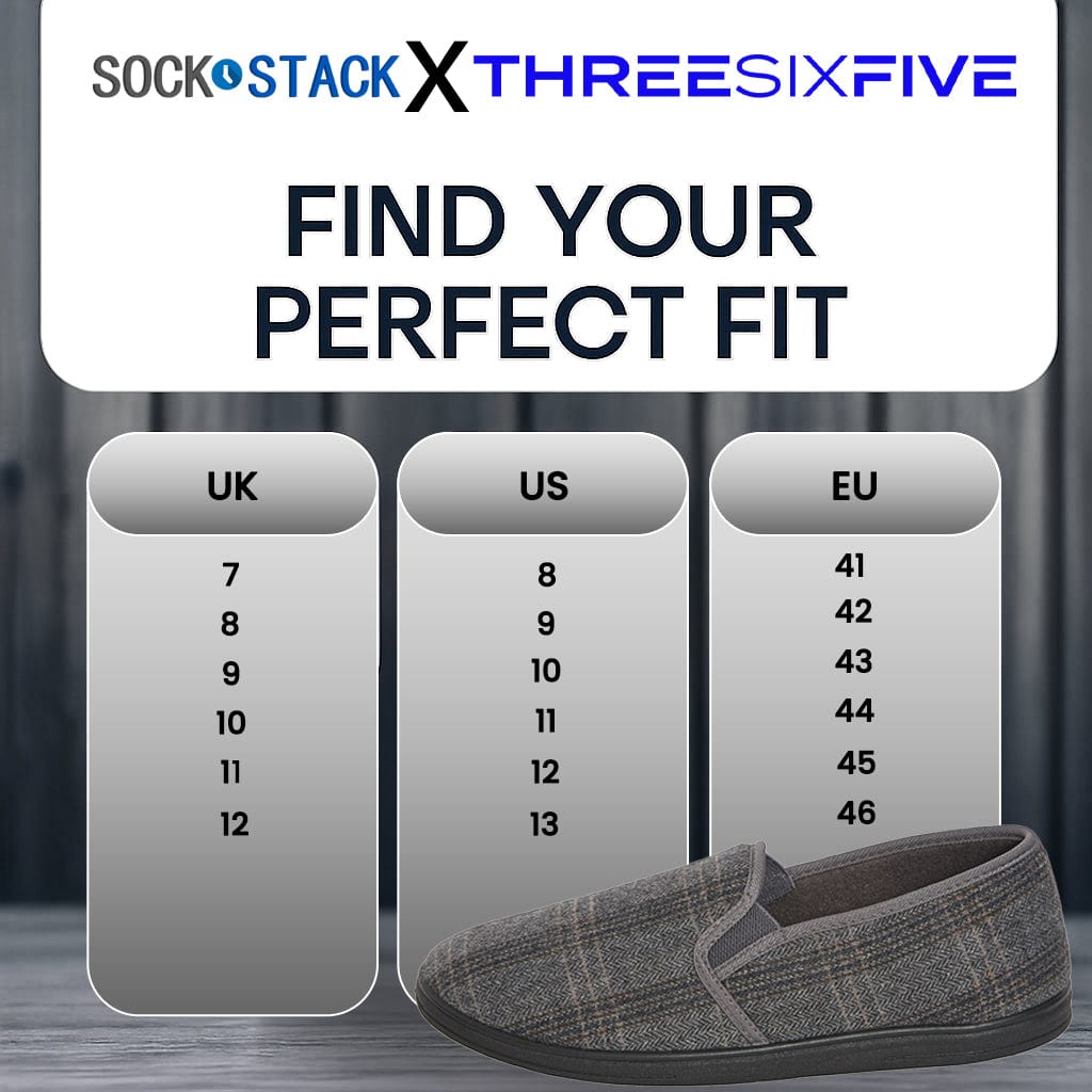 Sock Stack Men's Checked Slippers Memory Foam Cushioned Soft Lining Warm Thermal Slip On Indoor House Shoes For Home Comfort