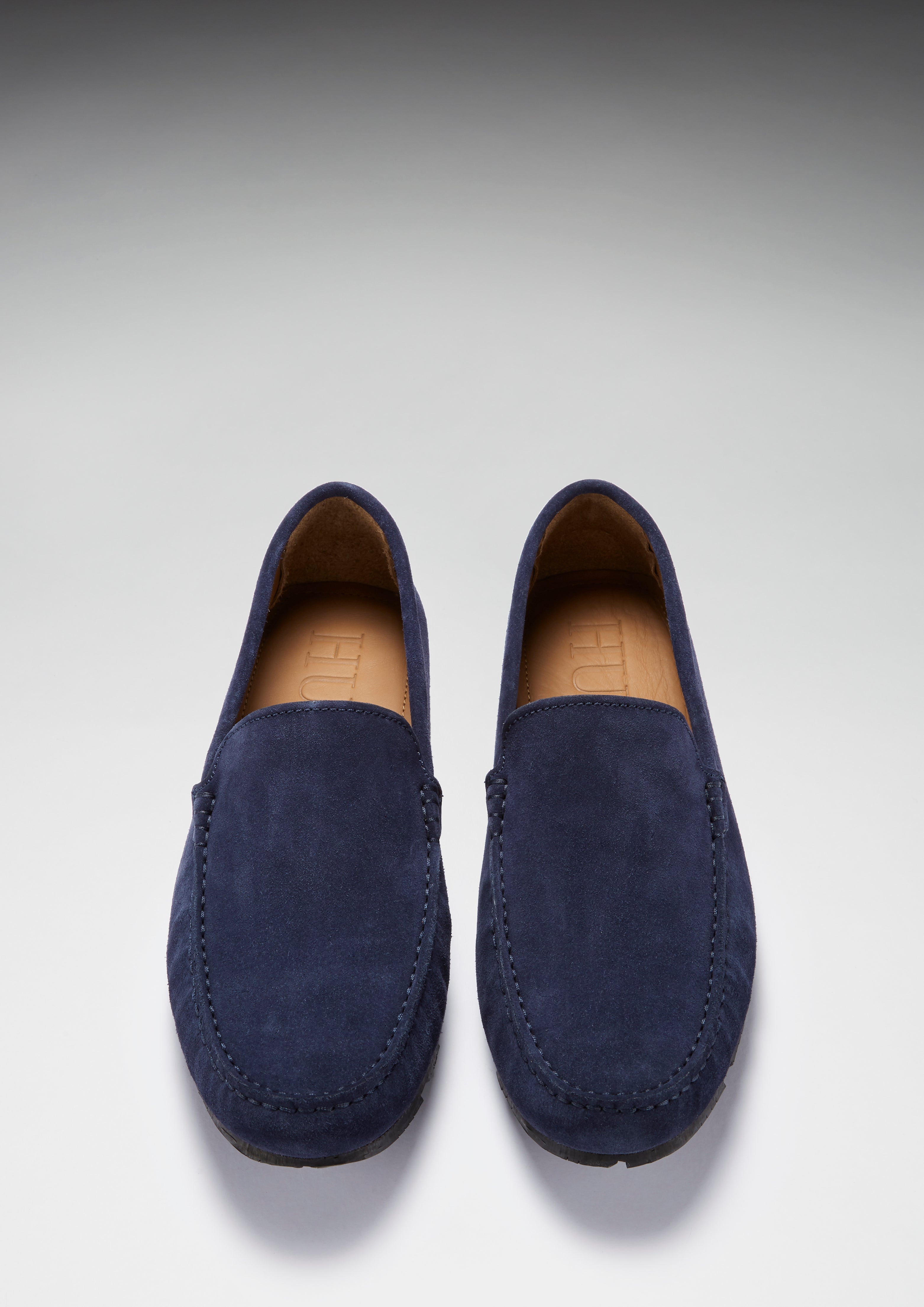 Loafer mit Noppensohle aus marineblauem Veloursleder