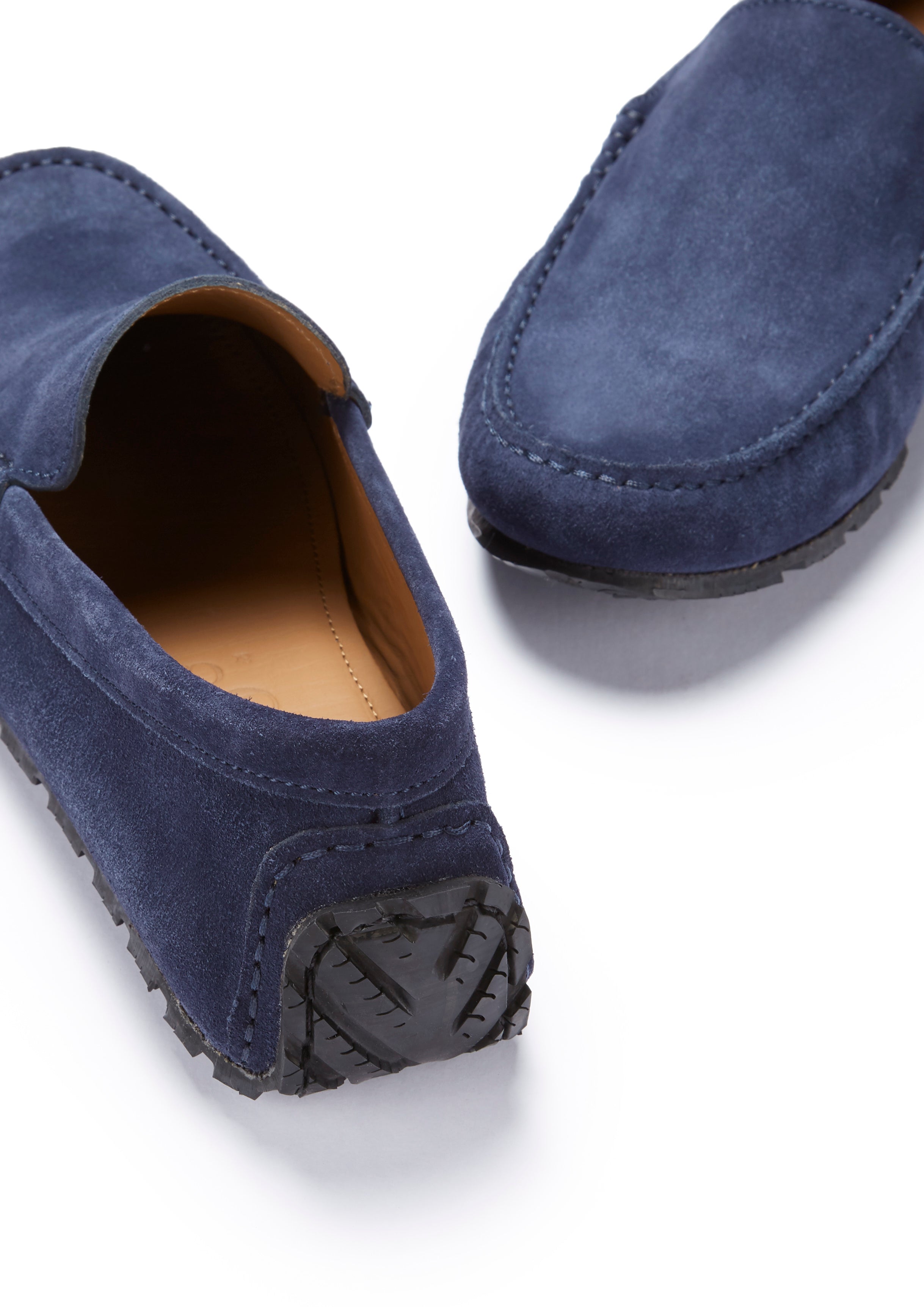 Loafer mit Noppensohle aus marineblauem Veloursleder