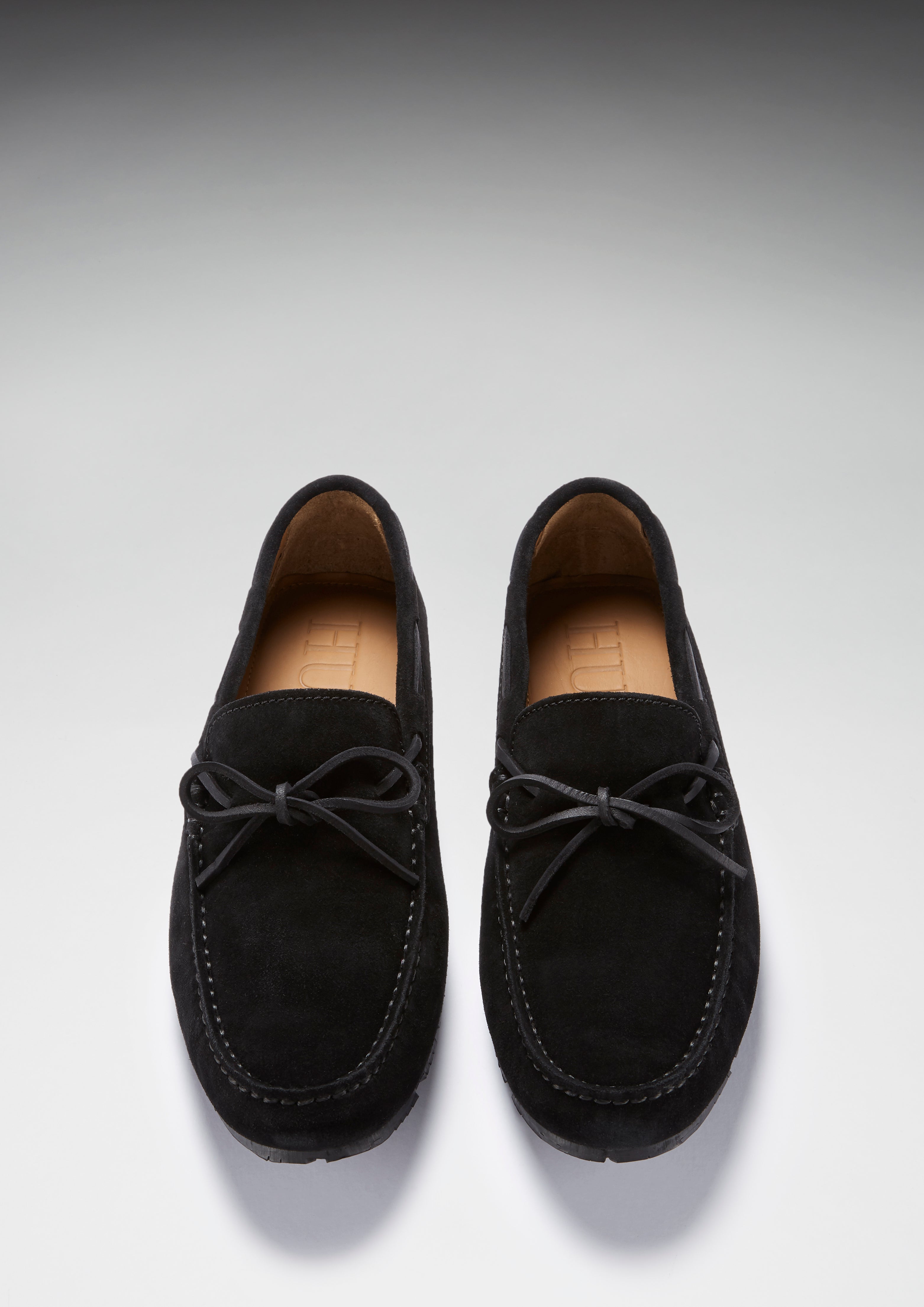 Tyre Sole Slipper mit Schnürung, Wildleder schwarz