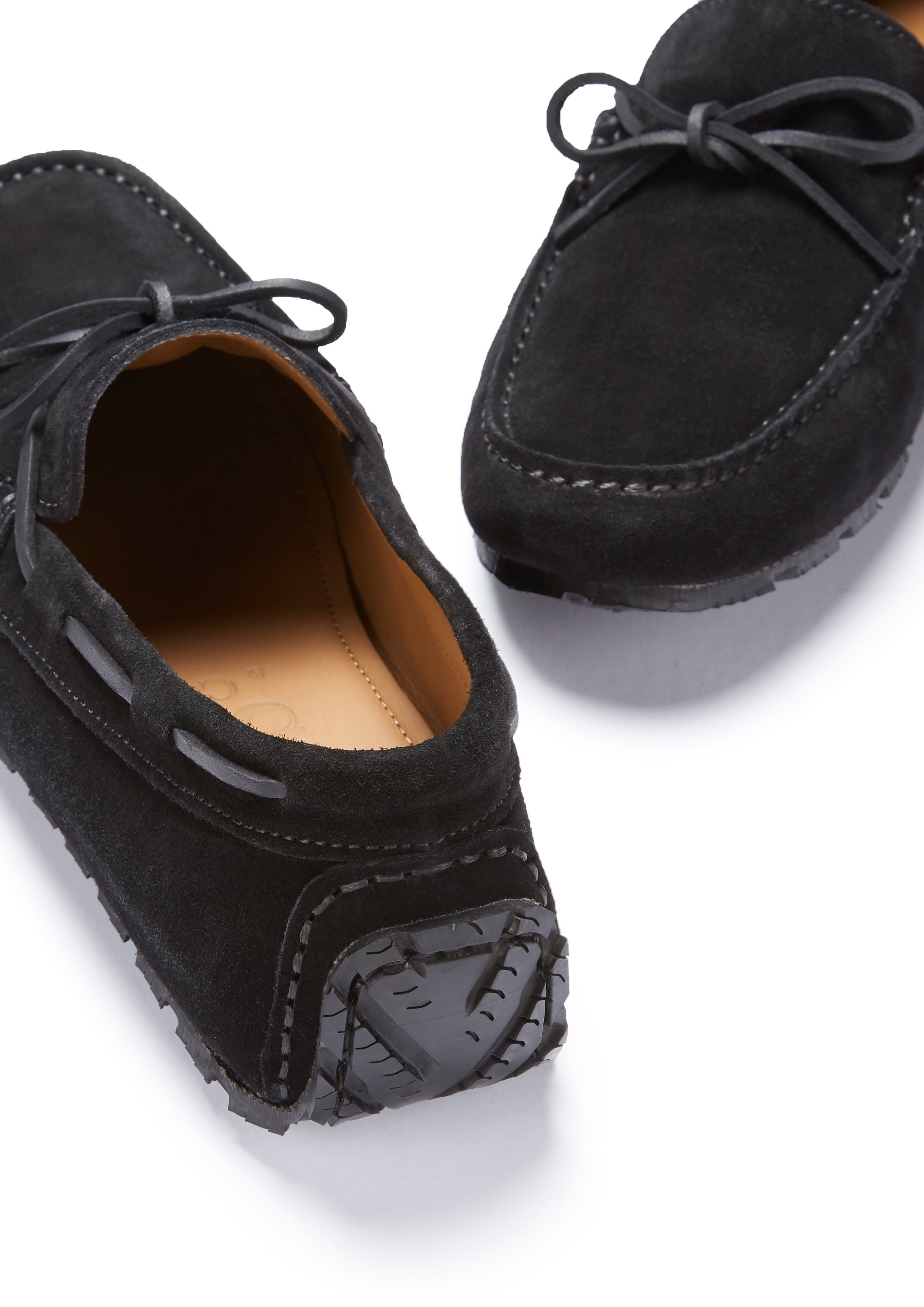 Tyre Sole Slipper mit Schnürung, Wildleder schwarz