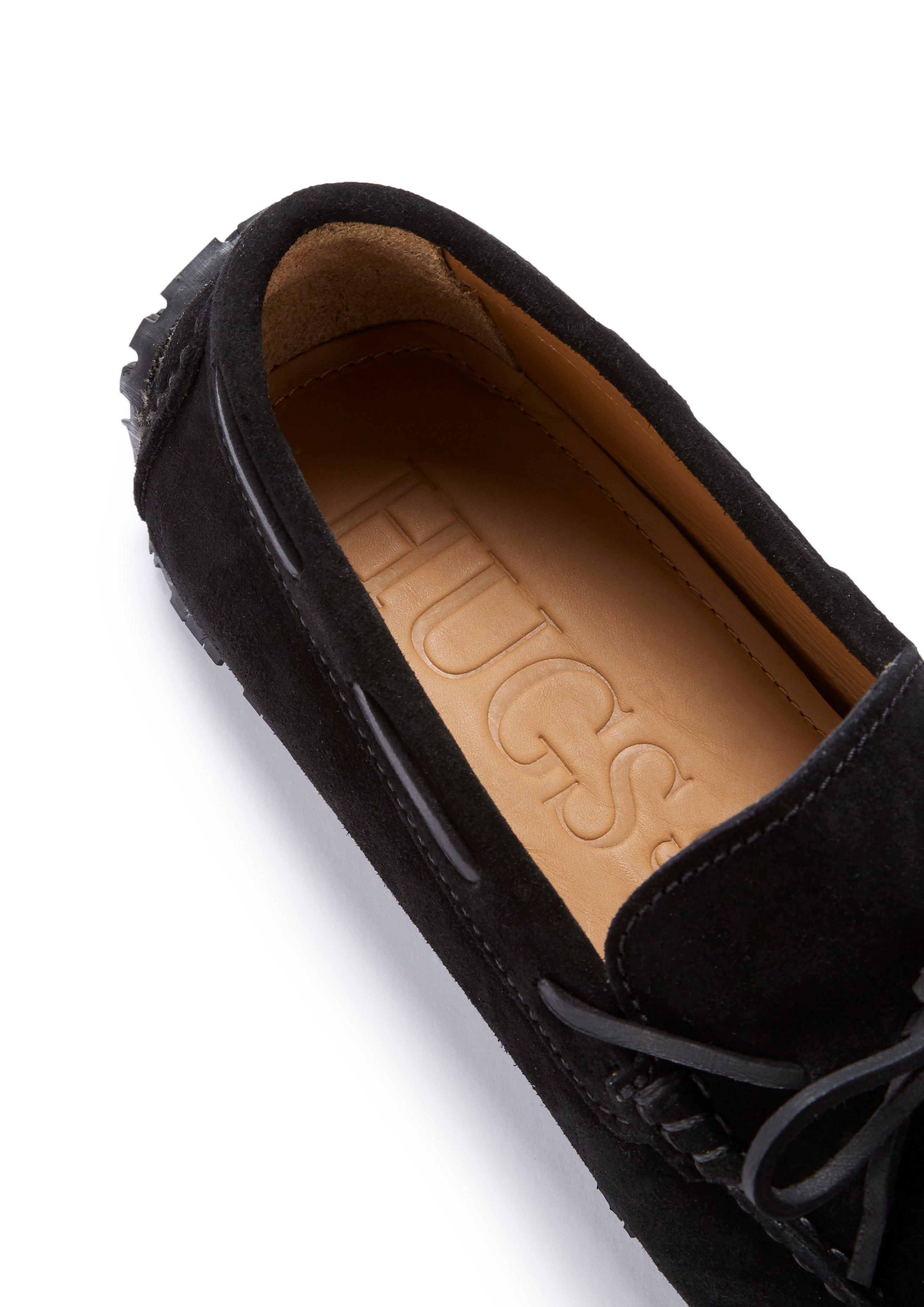Tyre Sole Slipper mit Schnürung, Wildleder schwarz