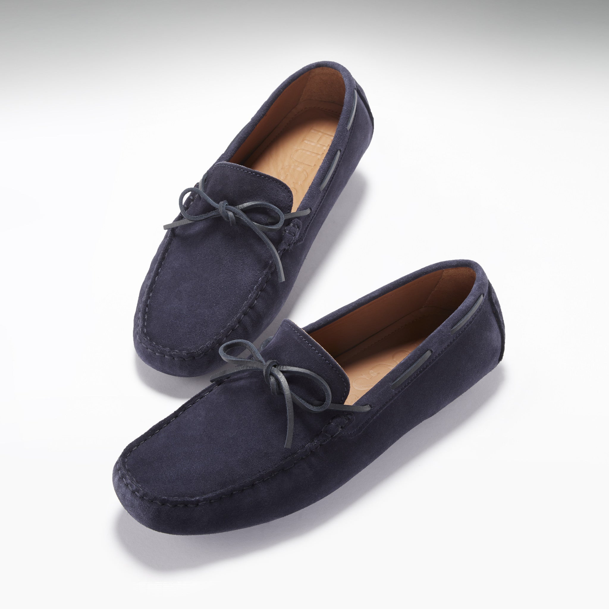 Geschnürte Driving Loafers, marineblaues Wildleder