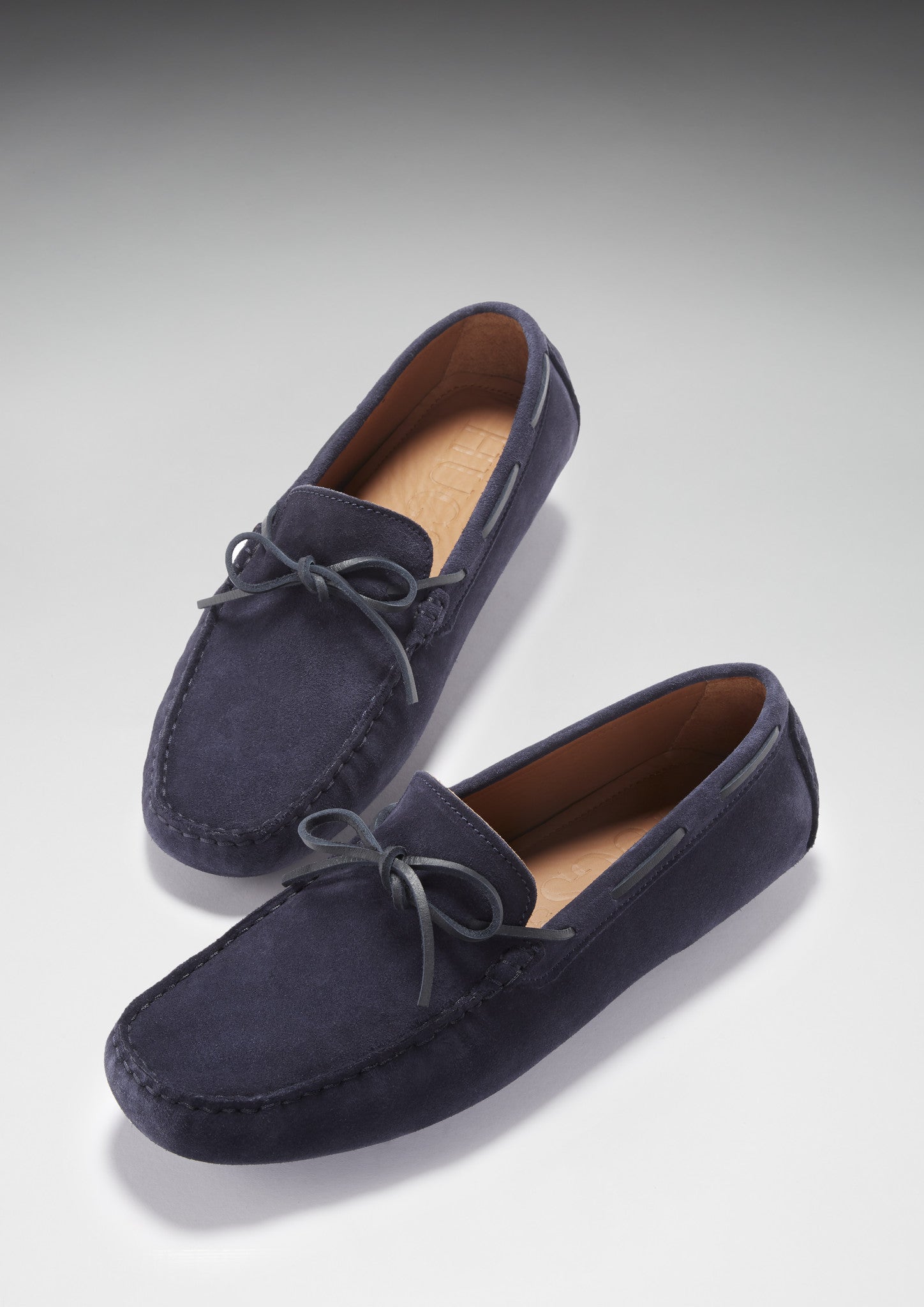 Geschnürte Driving Loafers, marineblaues Wildleder