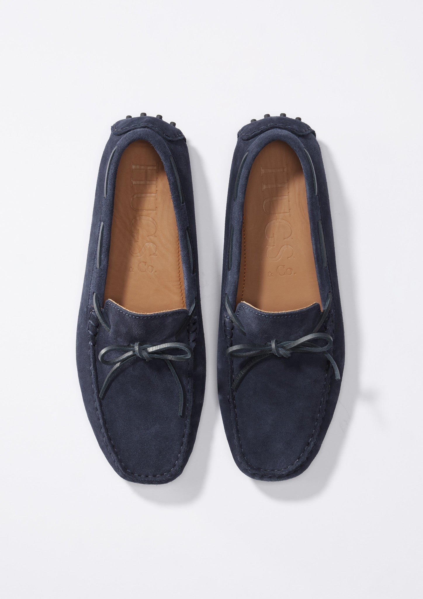 Geschnürte Driving Loafers, marineblaues Wildleder