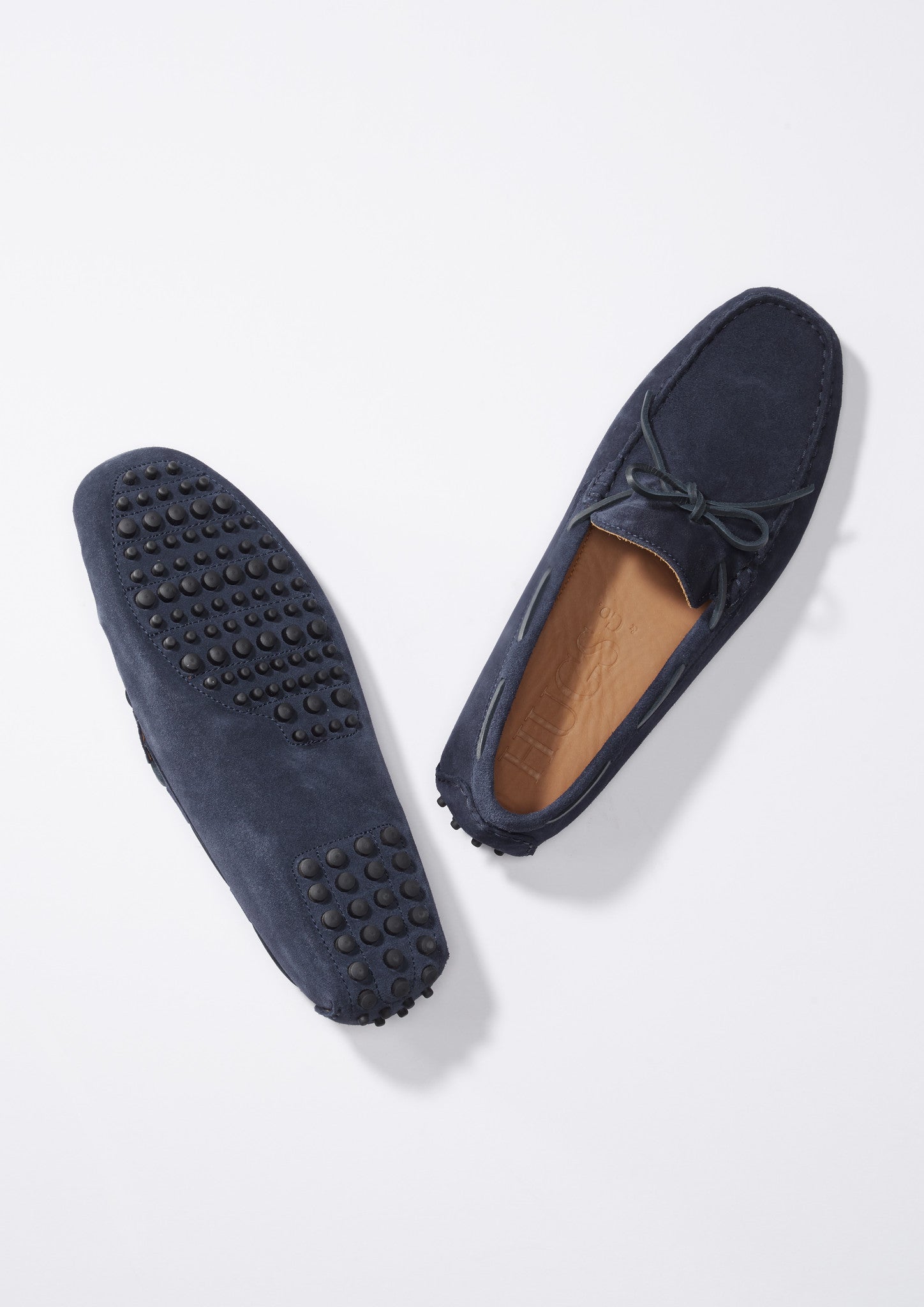 Geschnürte Driving Loafers, marineblaues Wildleder