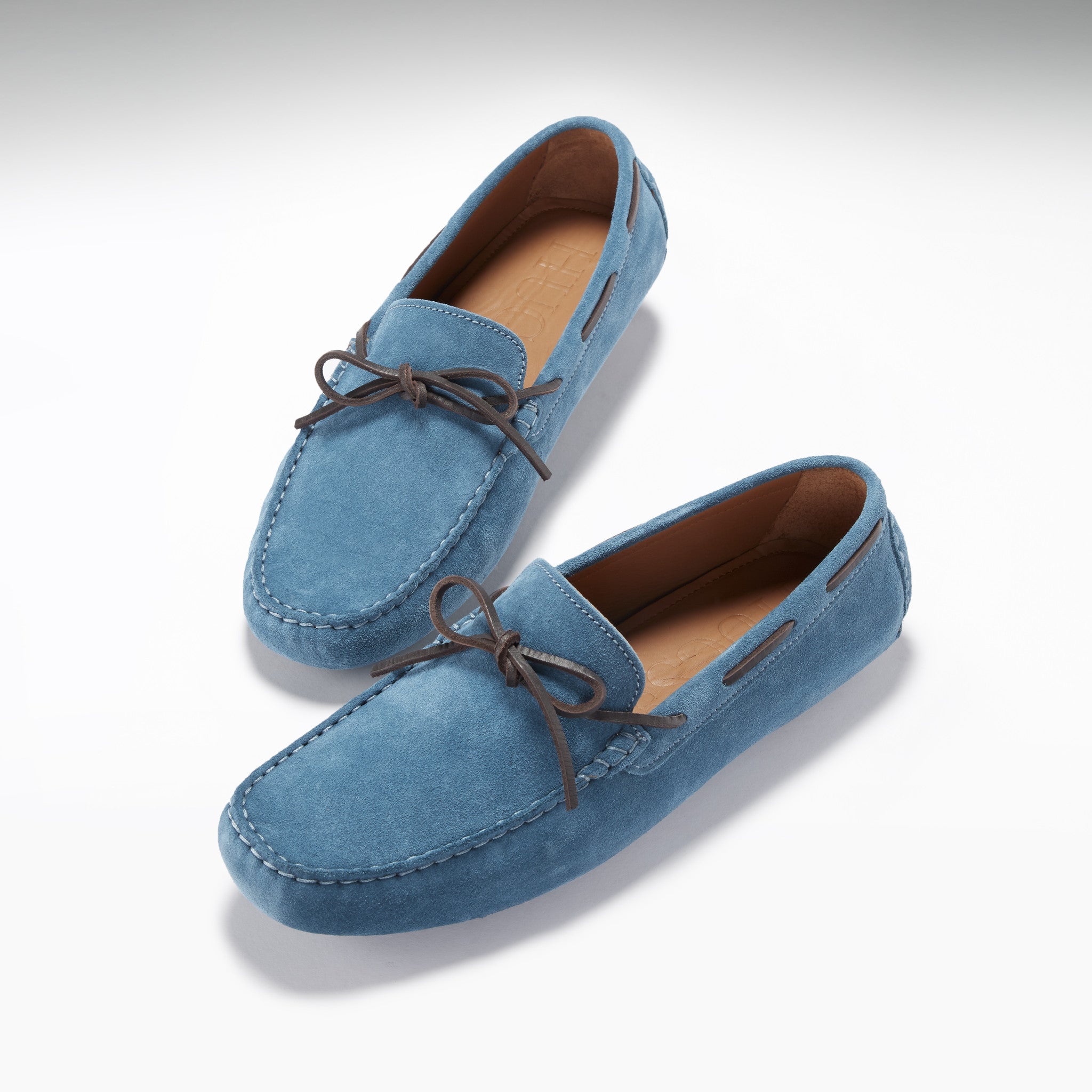 Geschnürte Driving Loafers, petrolblaues Wildleder