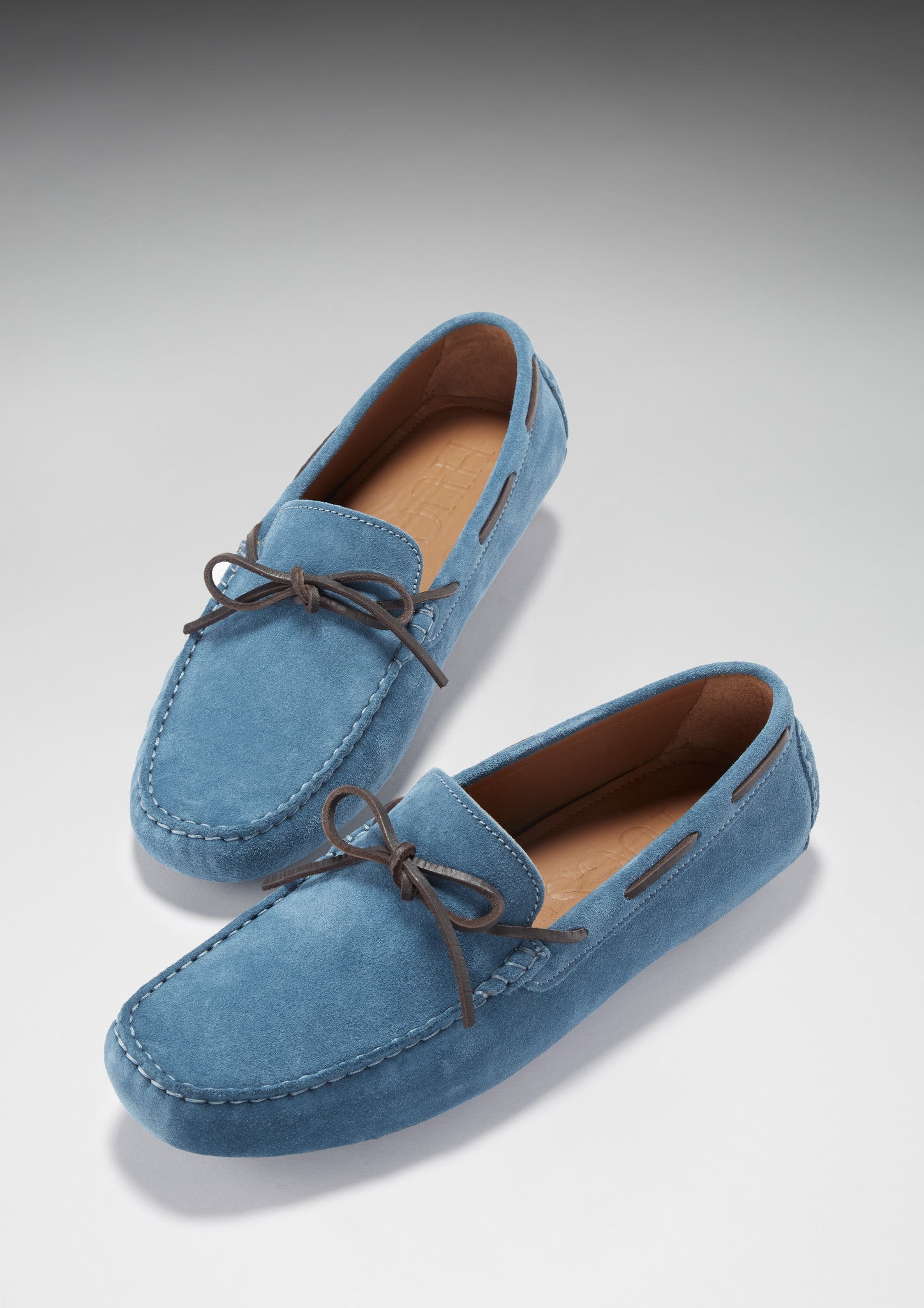 Geschnürte Driving Loafers, petrolblaues Wildleder
