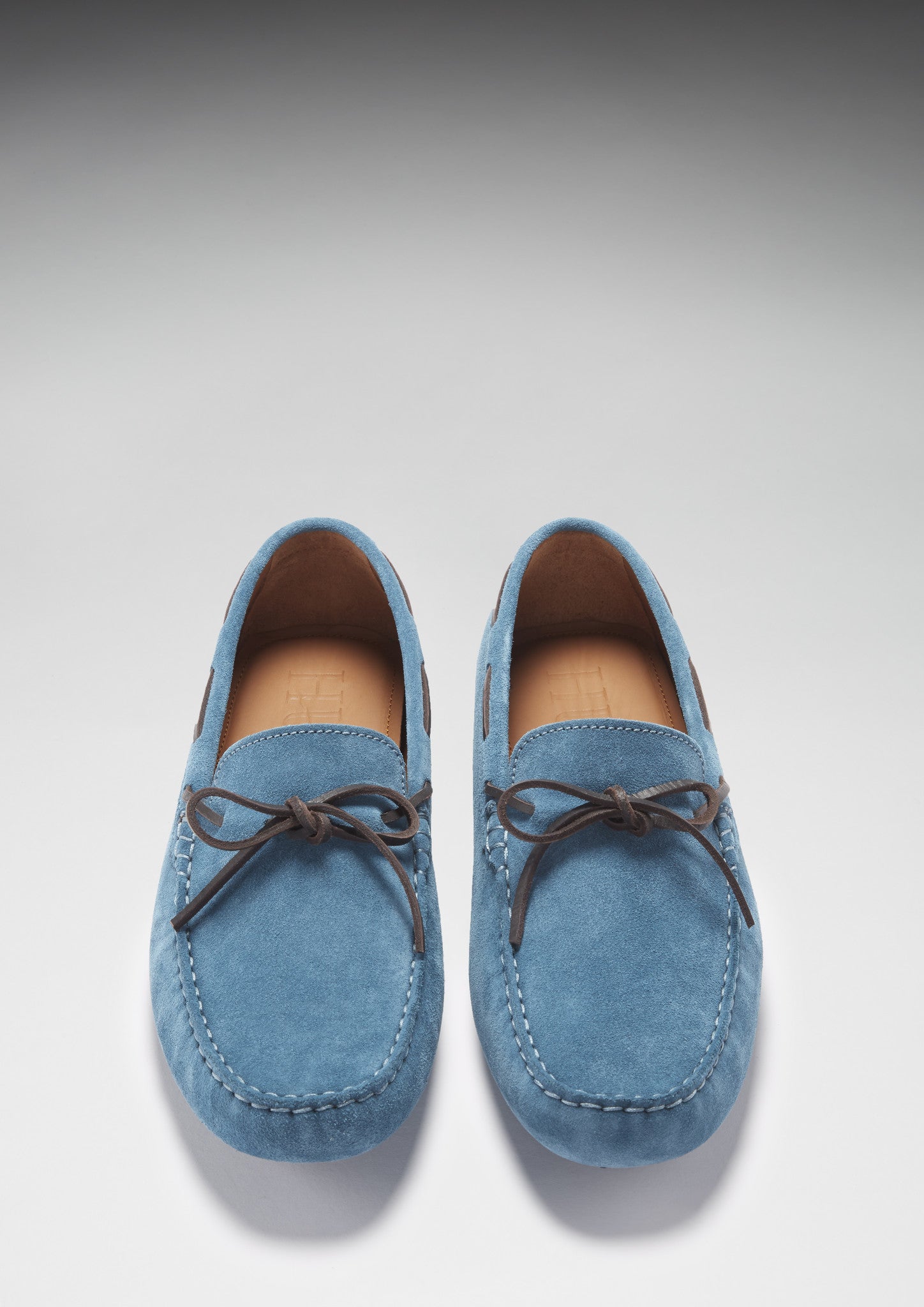 Geschnürte Driving Loafers, petrolblaues Wildleder