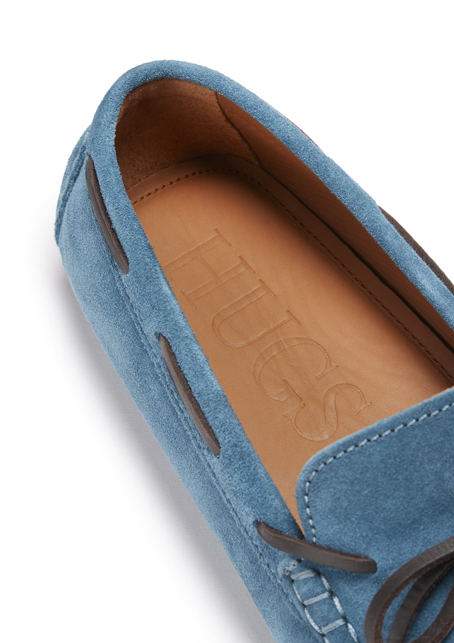 Geschnürte Driving Loafers, petrolblaues Wildleder