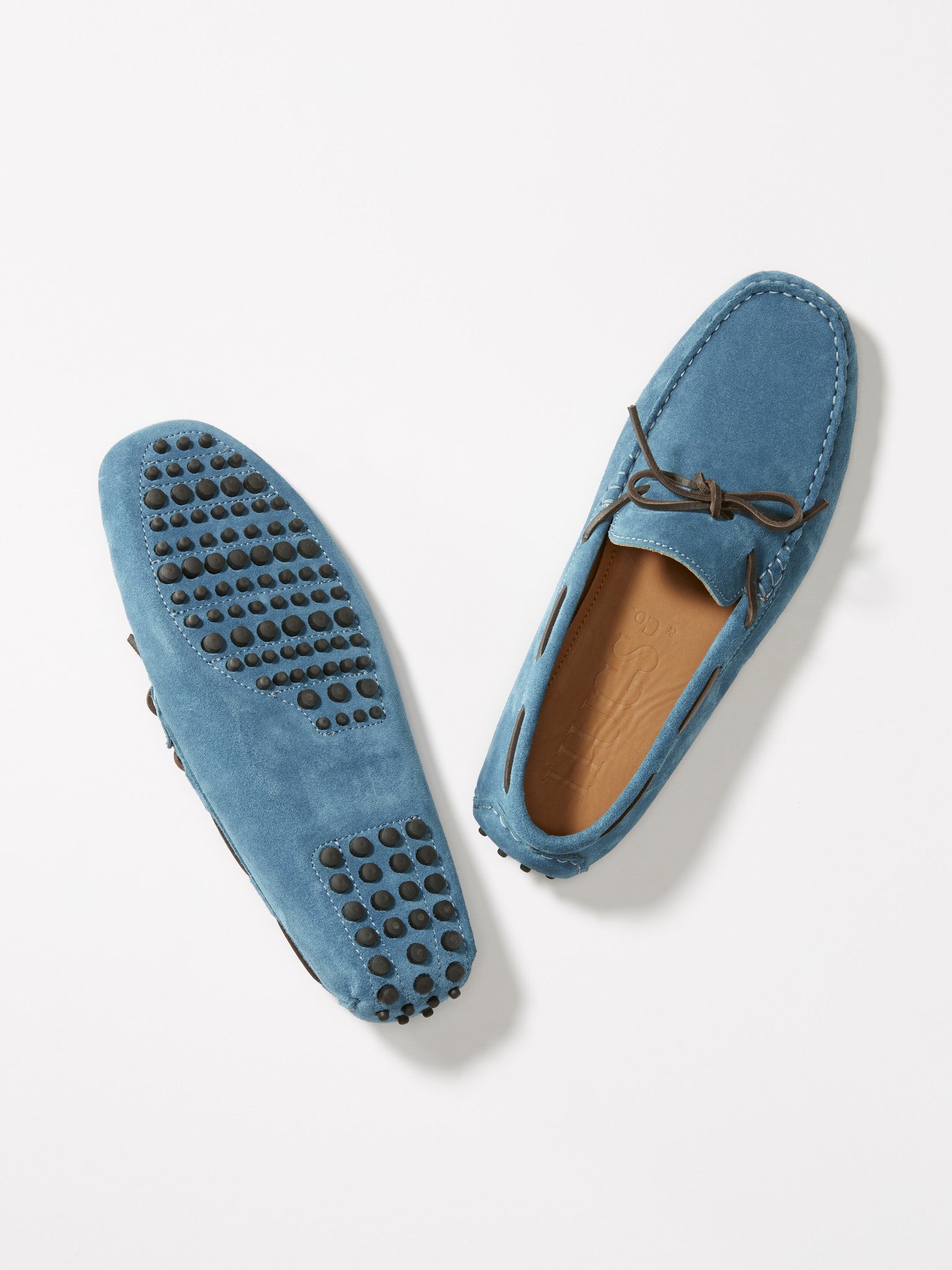 Geschnürte Driving Loafers, petrolblaues Wildleder