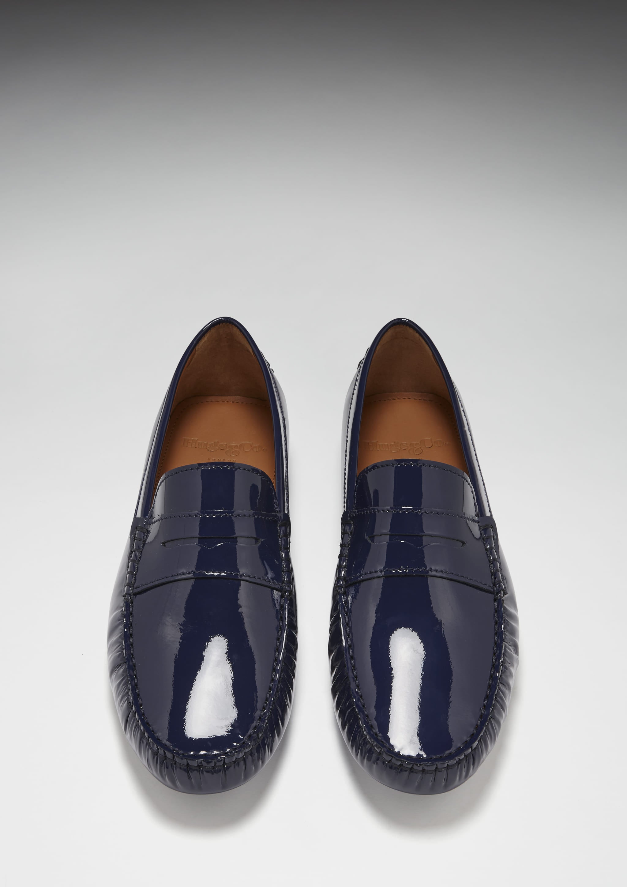 Penny Slipper, marineblaues Lackleder