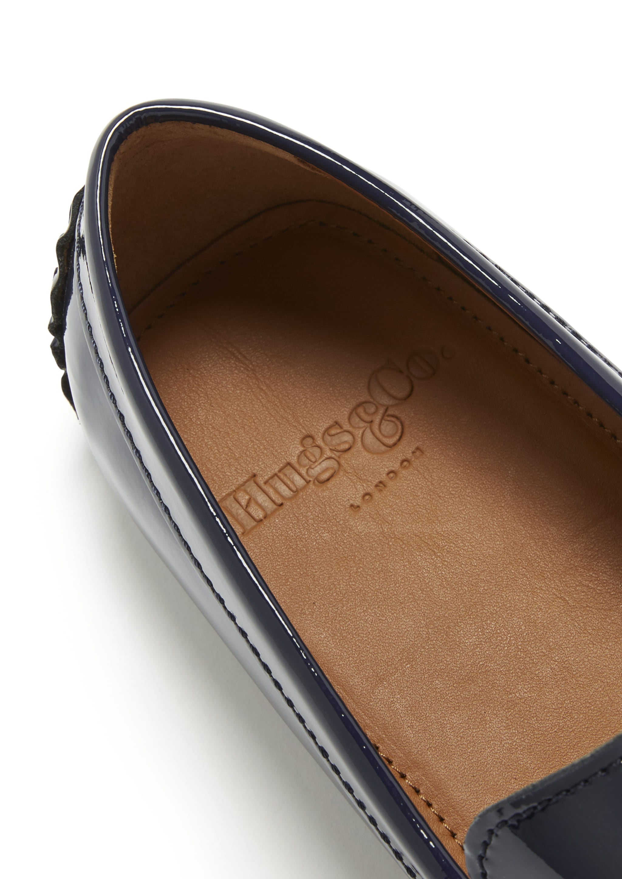 Penny Slipper, marineblaues Lackleder