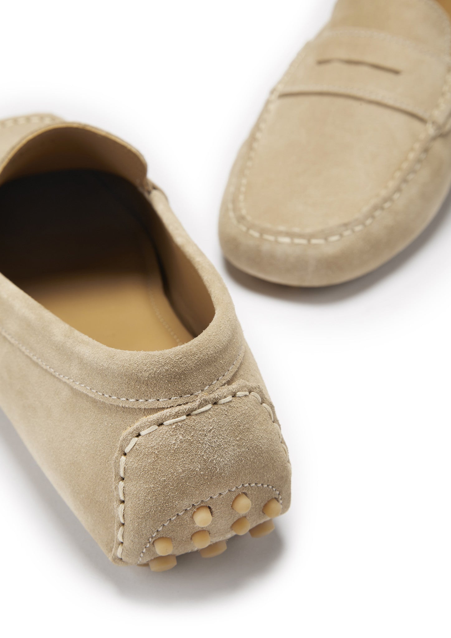 Penny Loafer Mokassins, taupefarbenes Veloursleder