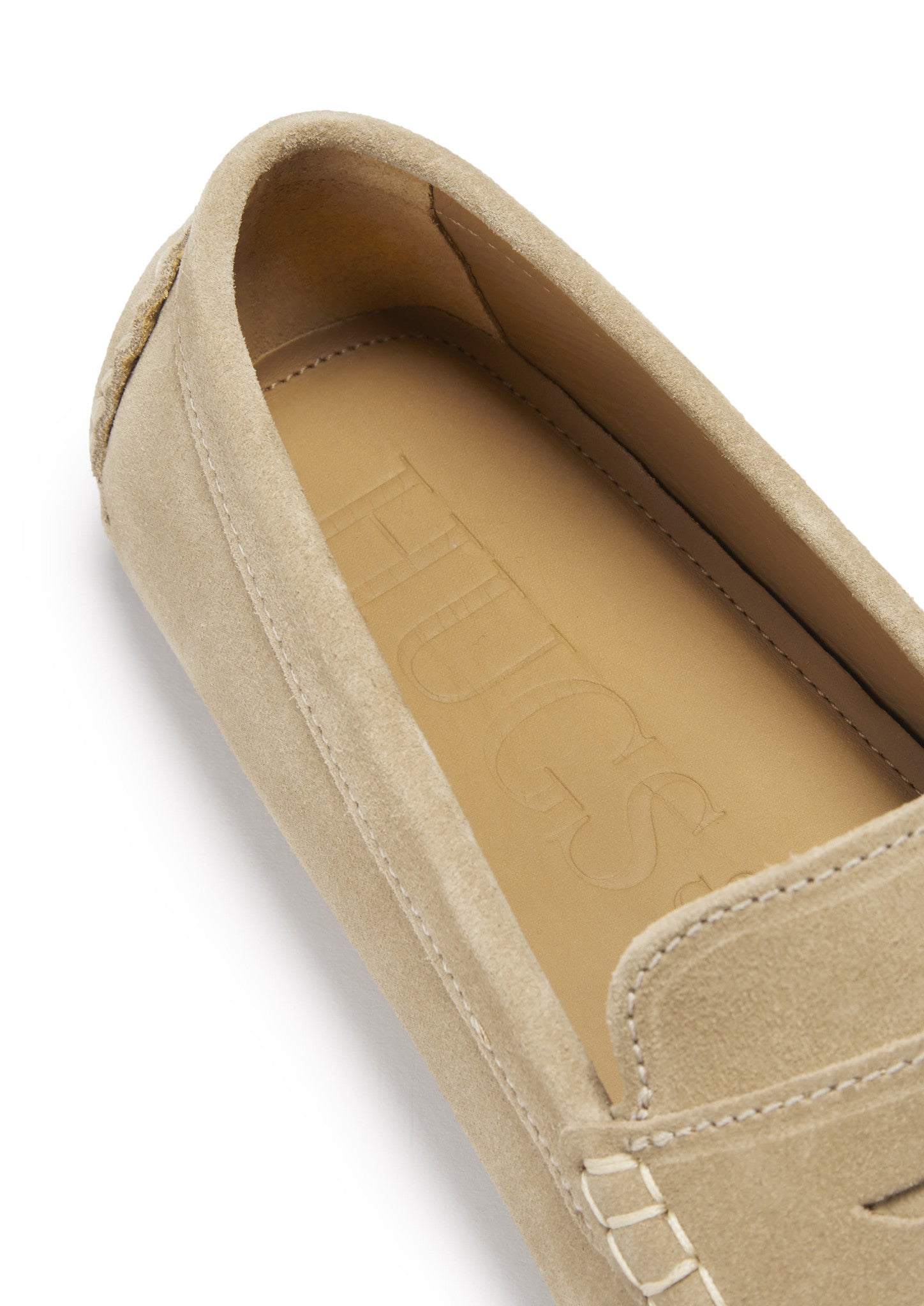 Penny Loafer Mokassins, taupefarbenes Veloursleder