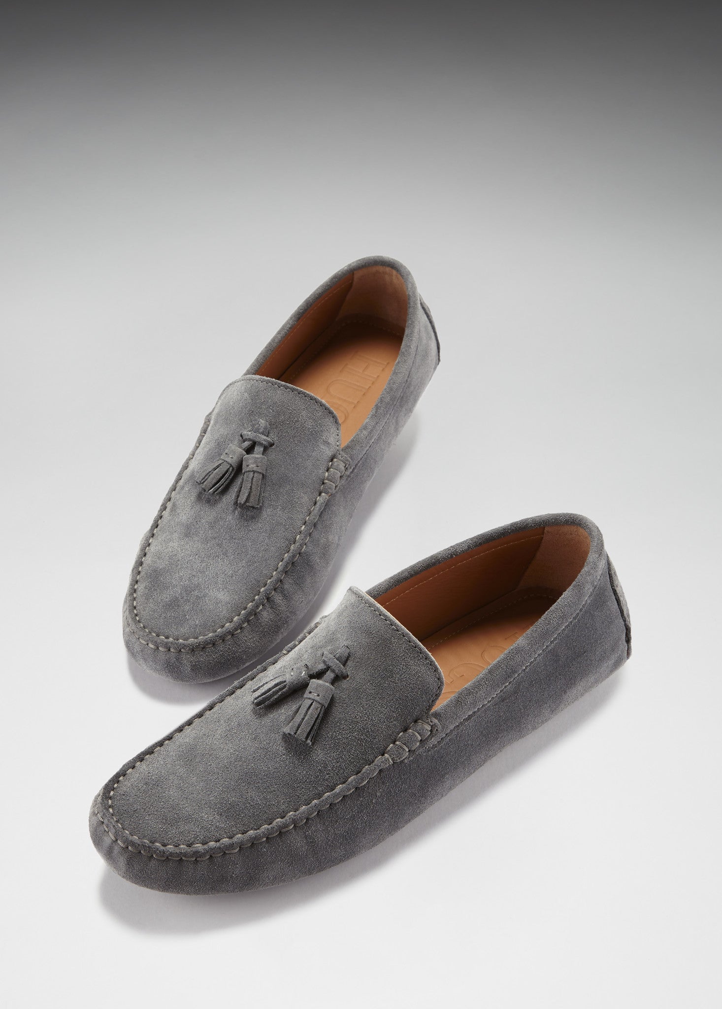 Tasselloafer, schiefergraues Wildleder