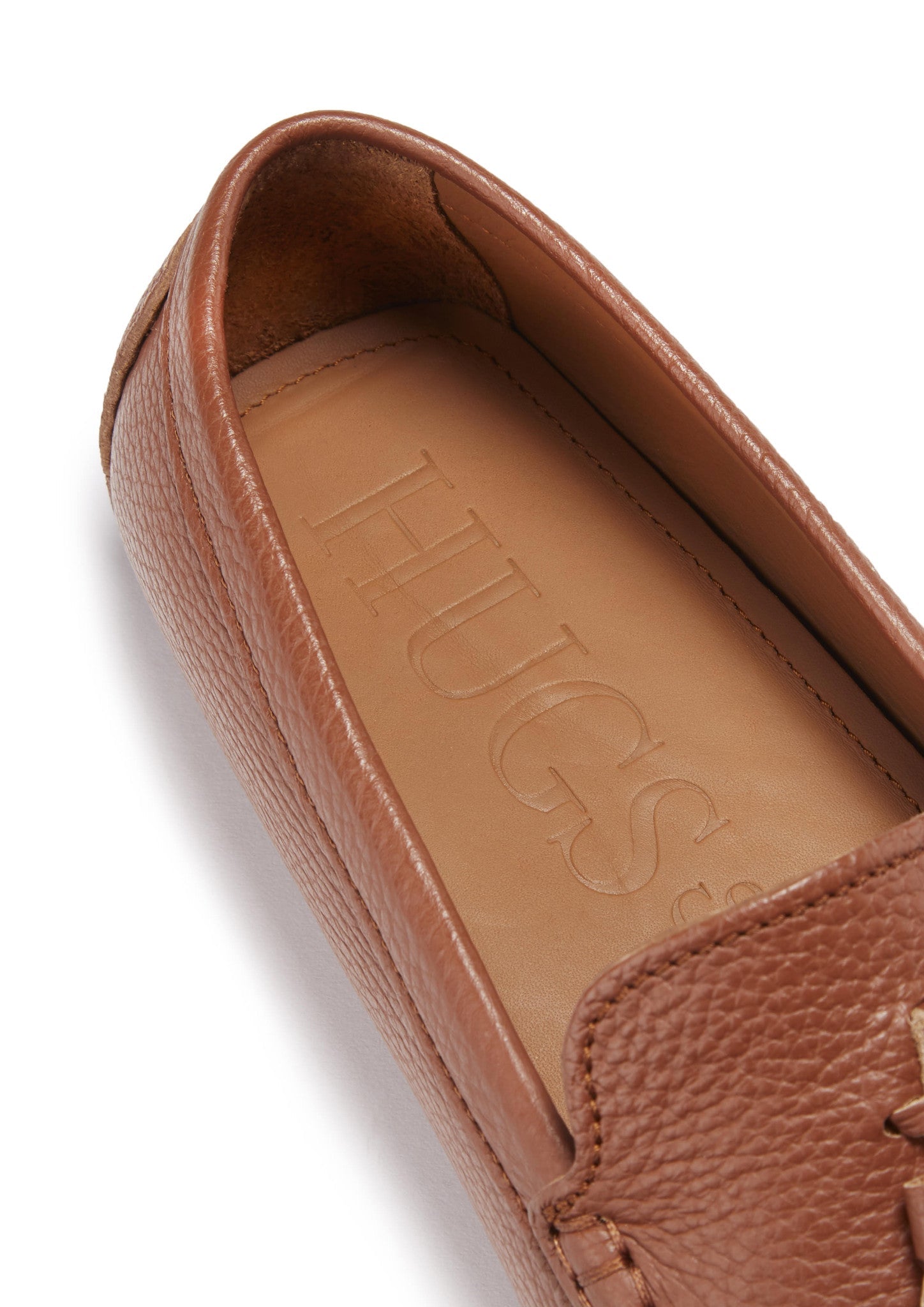 Quasten-Slipper, genarbtes Leder, Hellbraun