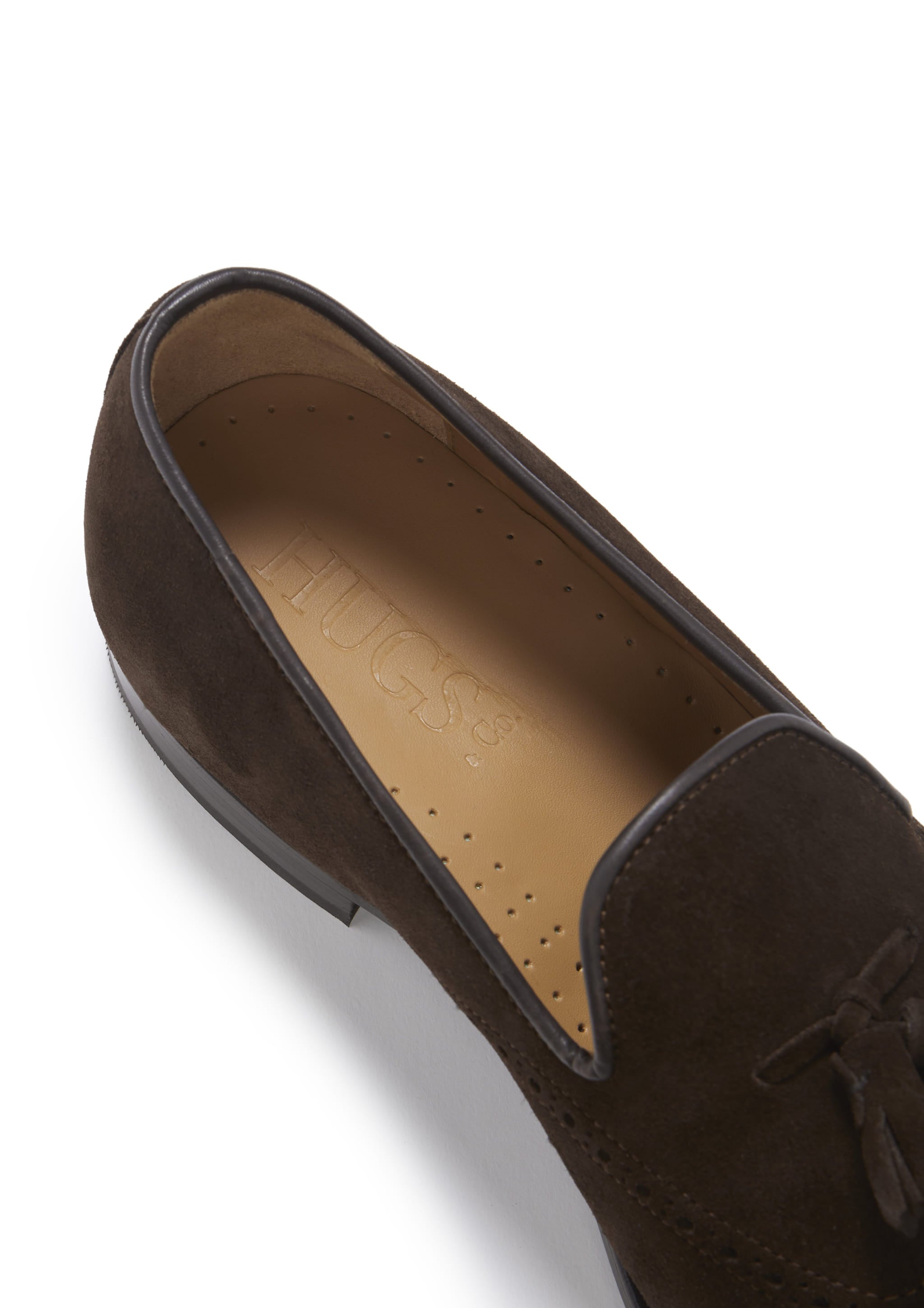 Braune Wildleder-Brogues mit Quasten, rahmengenähte Lederlaufsohle
