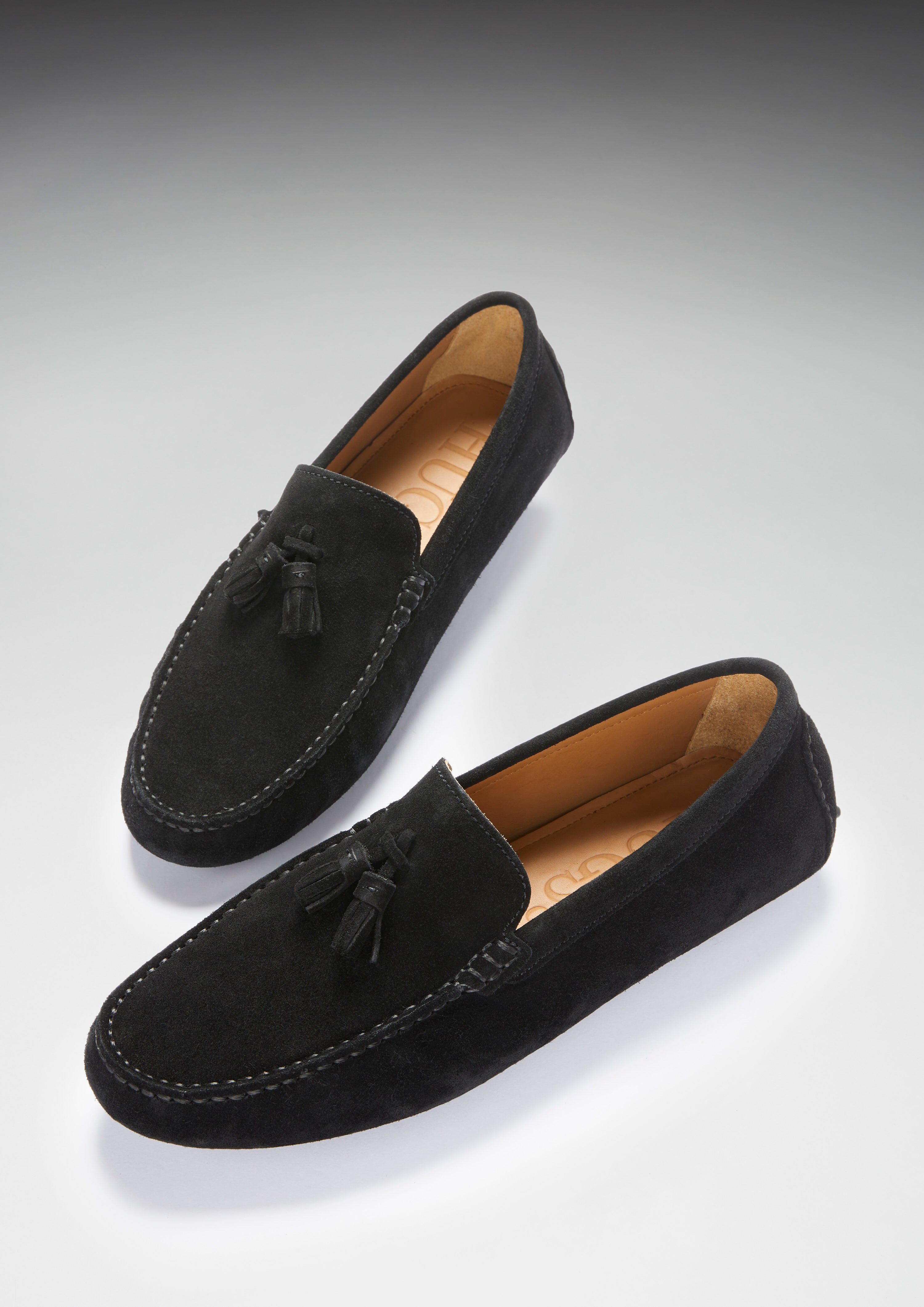 Tasselloafer, schwarzes Wildleder