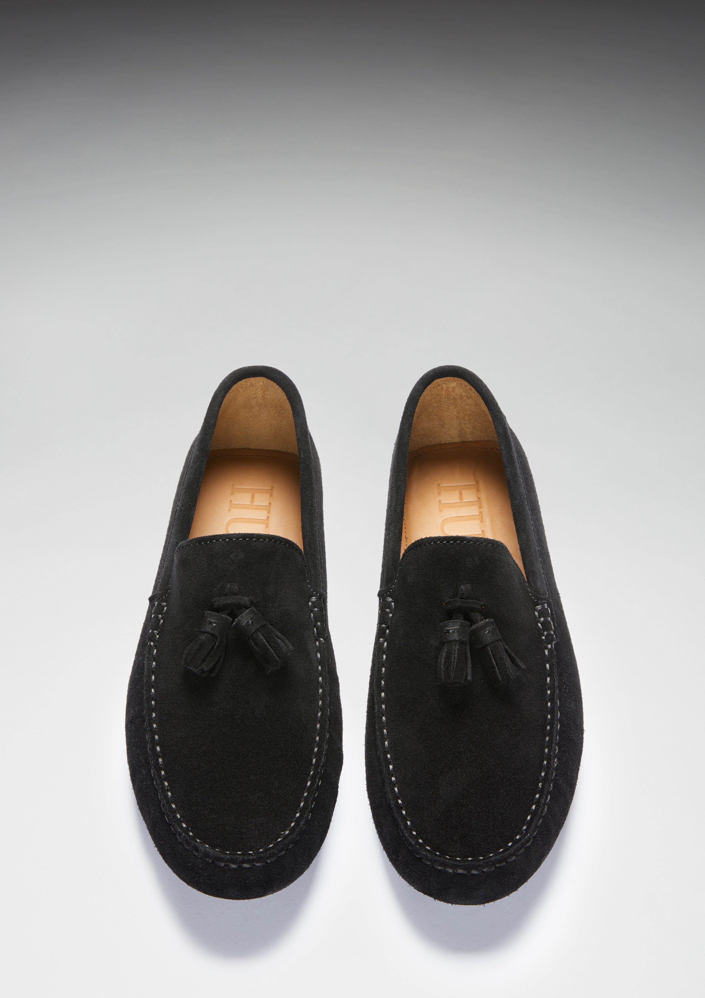 Tasselloafer, schwarzes Wildleder