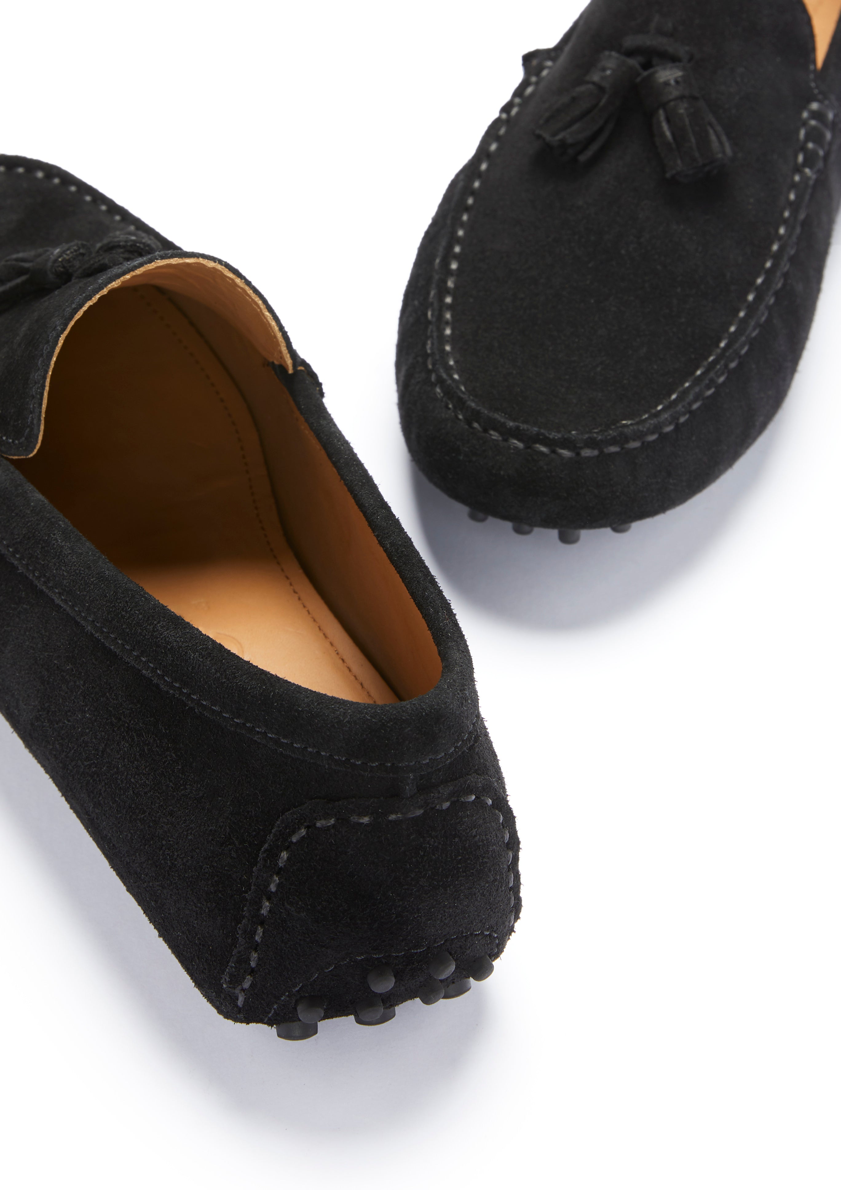 Tasselloafer, schwarzes Wildleder