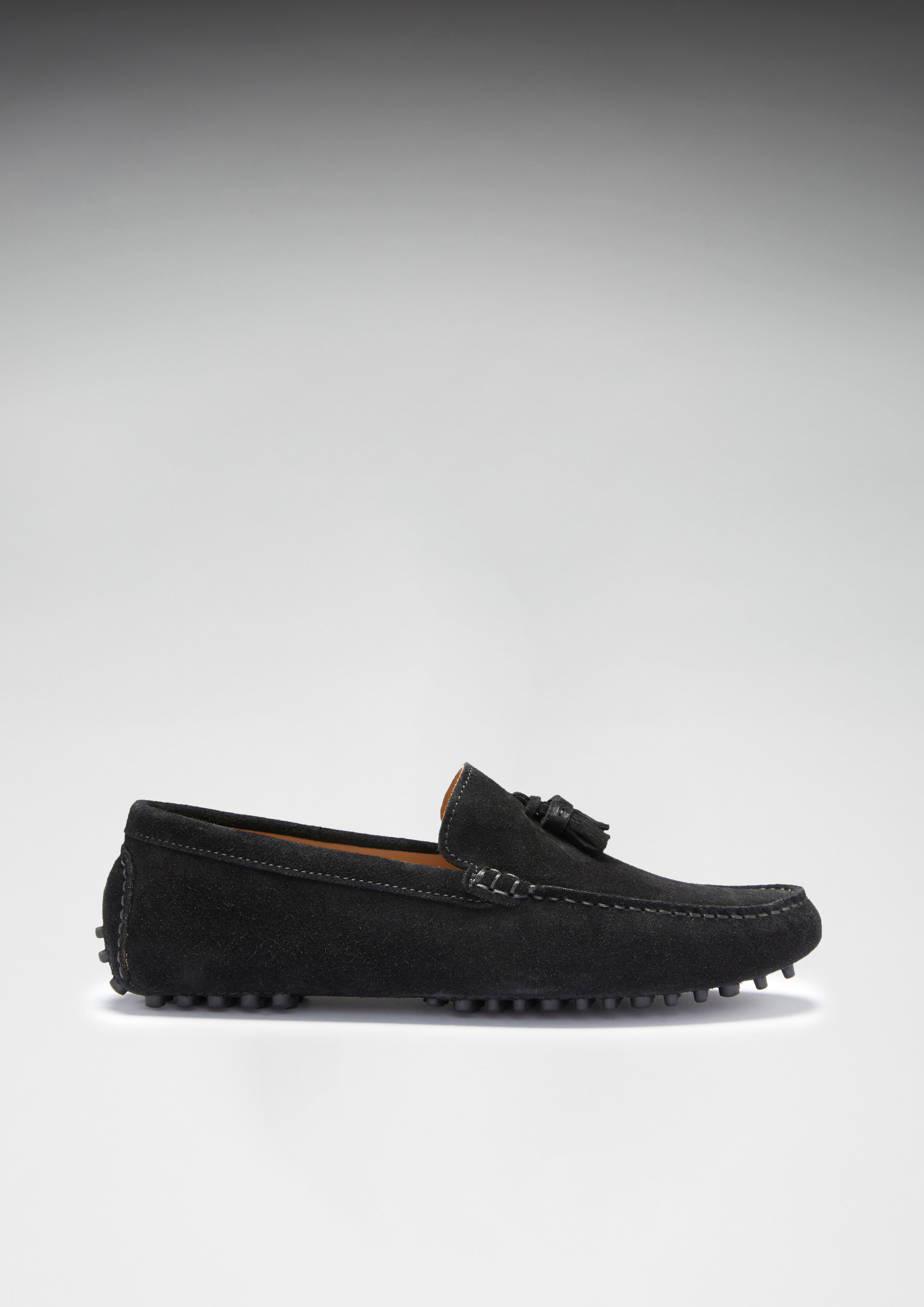Tasselloafer, schwarzes Wildleder