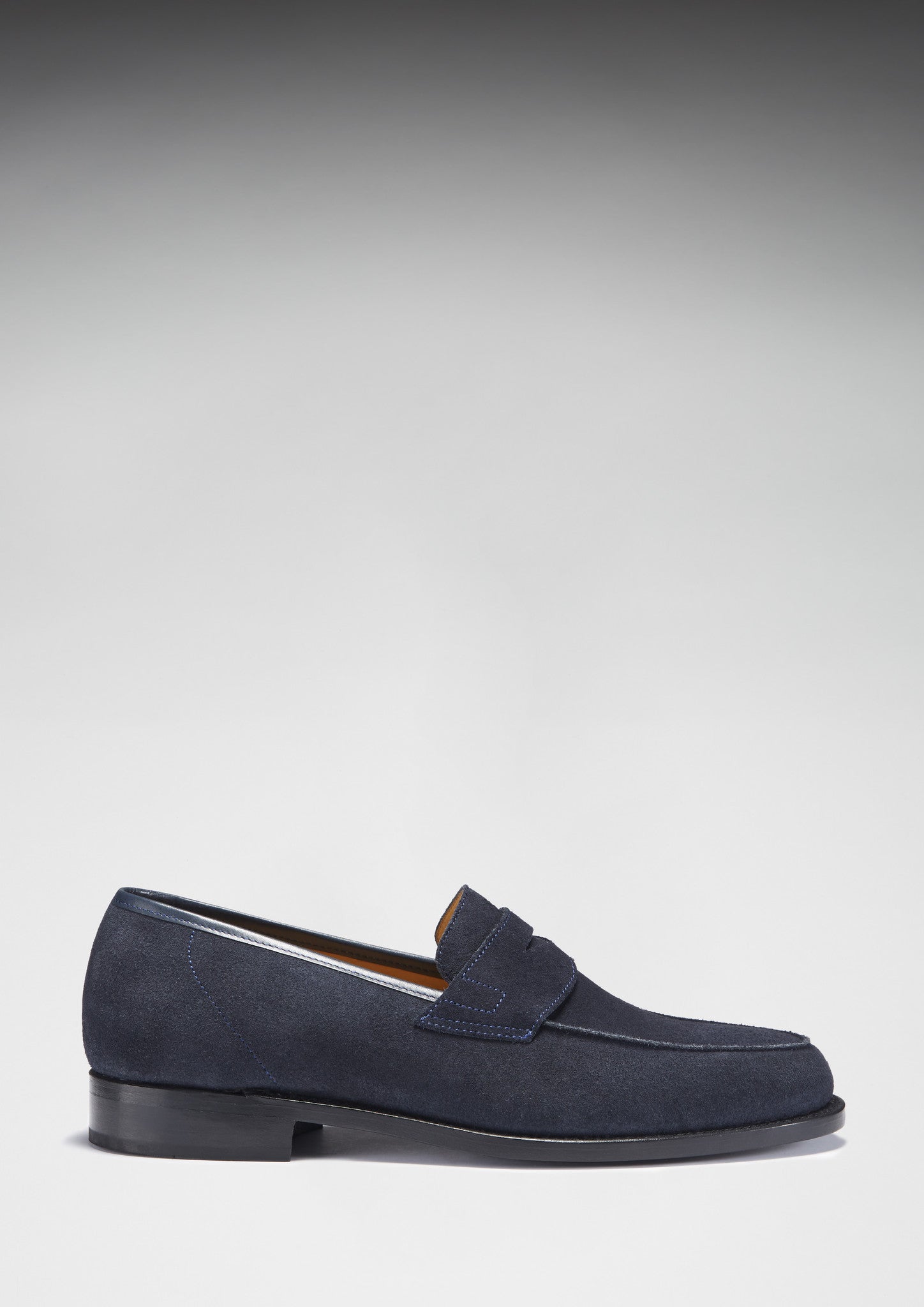 Marineblaue Wildleder-Slipper, rahmengenähte Lederlaufsohle
