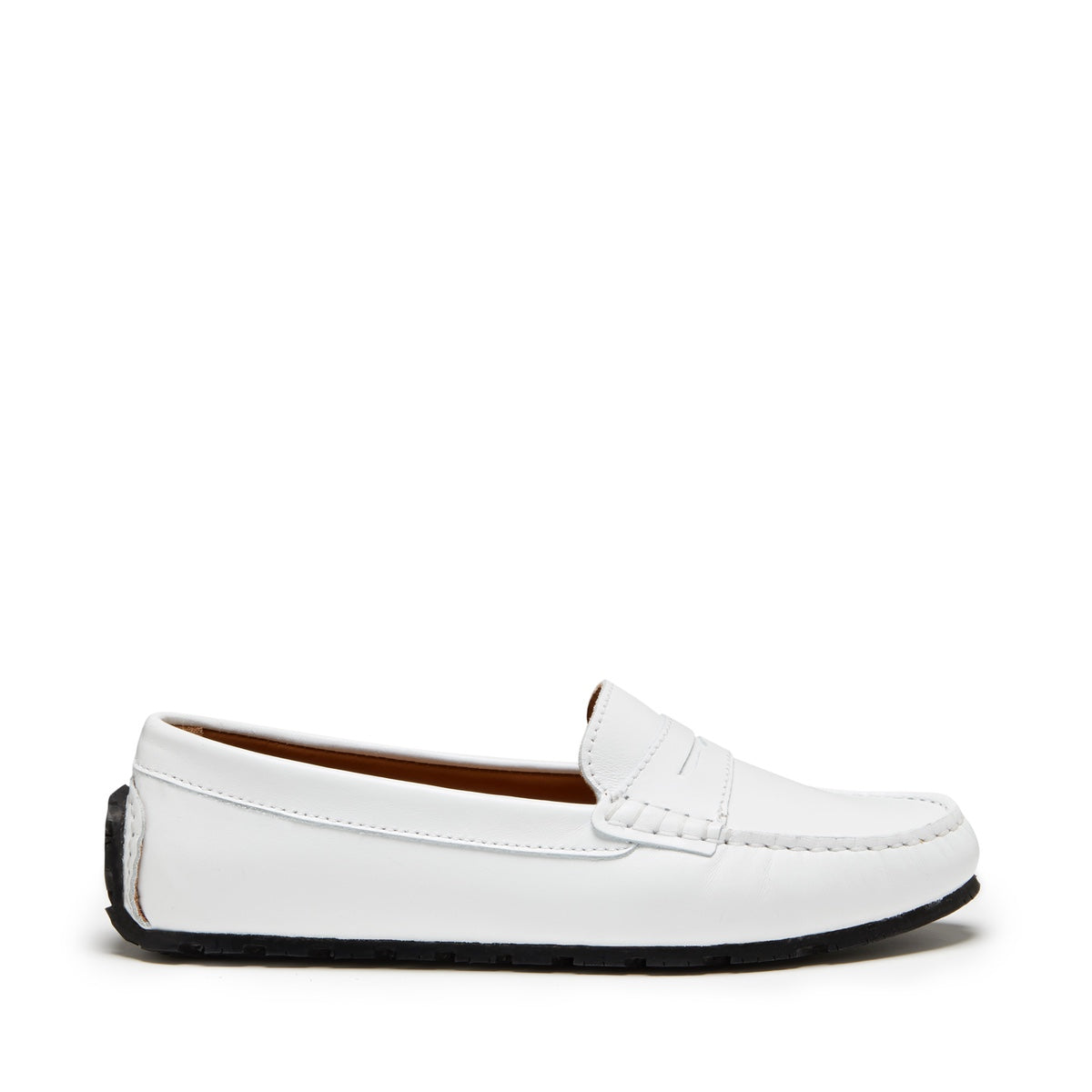 Damen Penny Loafers mit Profilsohle, weißes Leder