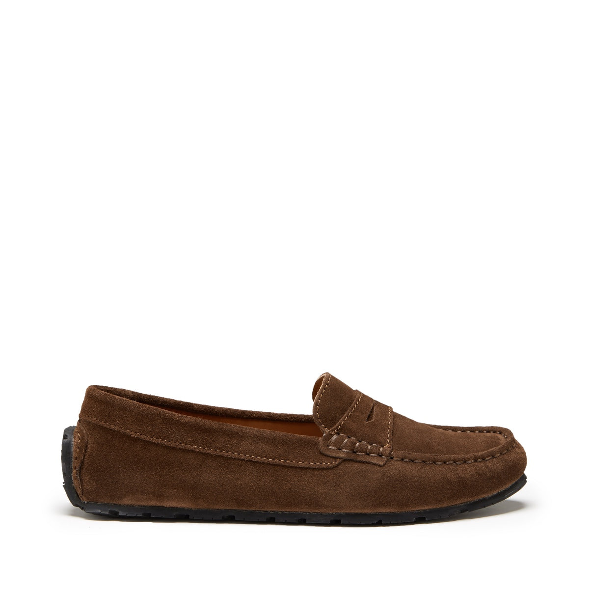 Damen Penny Loafers mit Reifensohle, braunes Wildleder