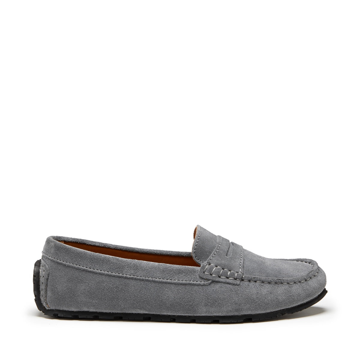 Damen Penny Loafers mit Profilsohle, taubengraues Veloursleder