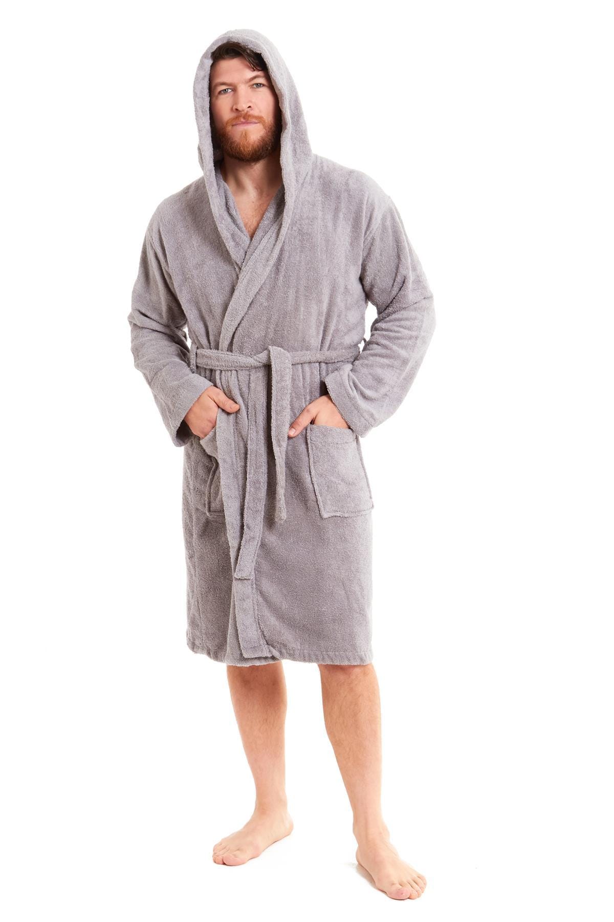 Sock Stack Unisex Bamboo Hooded Dressing Gown Towelling Bath Robe Super Soft For Men And Women Machine Washable Eco Friendly