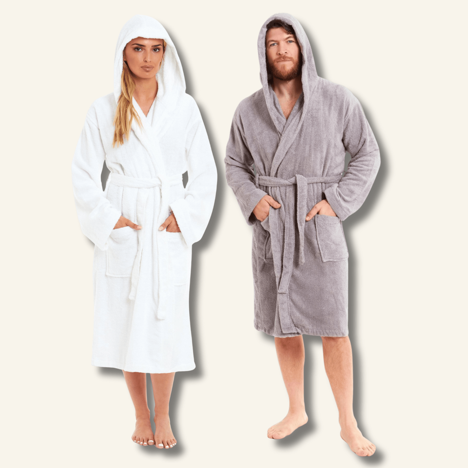Sock Stack Unisex Bamboo Hooded Dressing Gown Towelling Bath Robe Super Soft For Men And Women Machine Washable Eco Friendly
