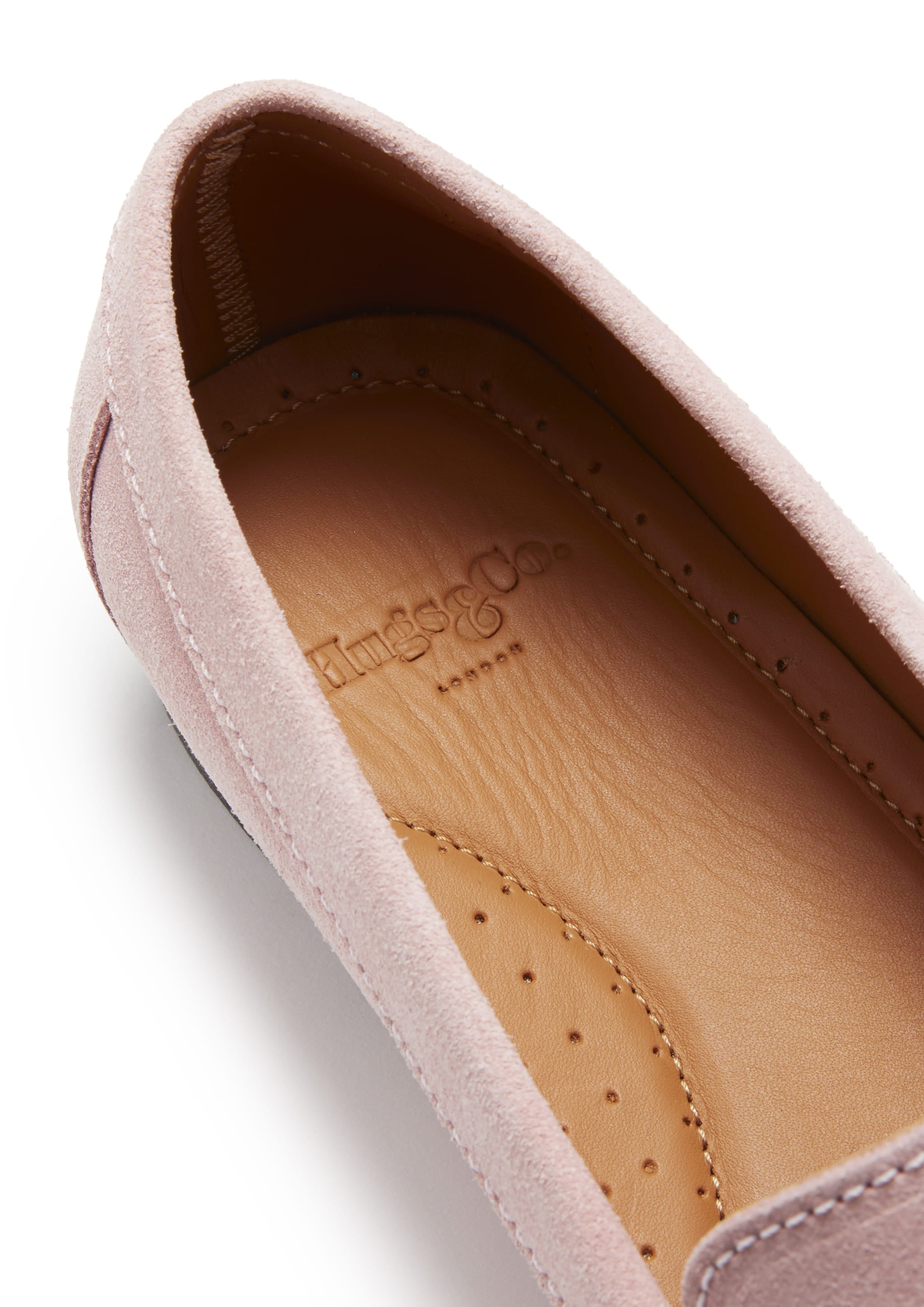 Damen Penny Loafers Leder Sohle, eisrosafarbenes Veloursleder