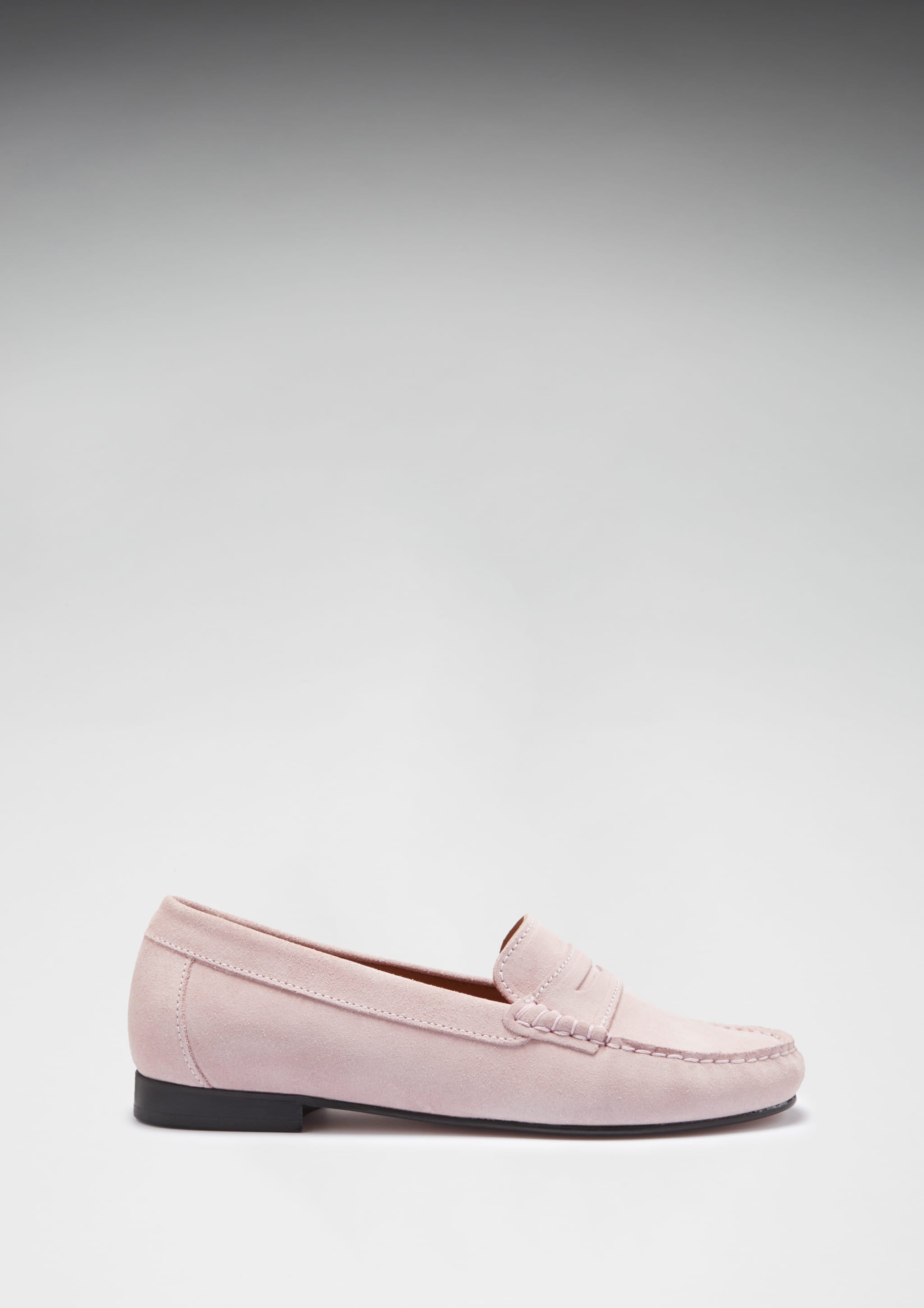 Damen Penny Loafers Leder Sohle, eisrosafarbenes Veloursleder