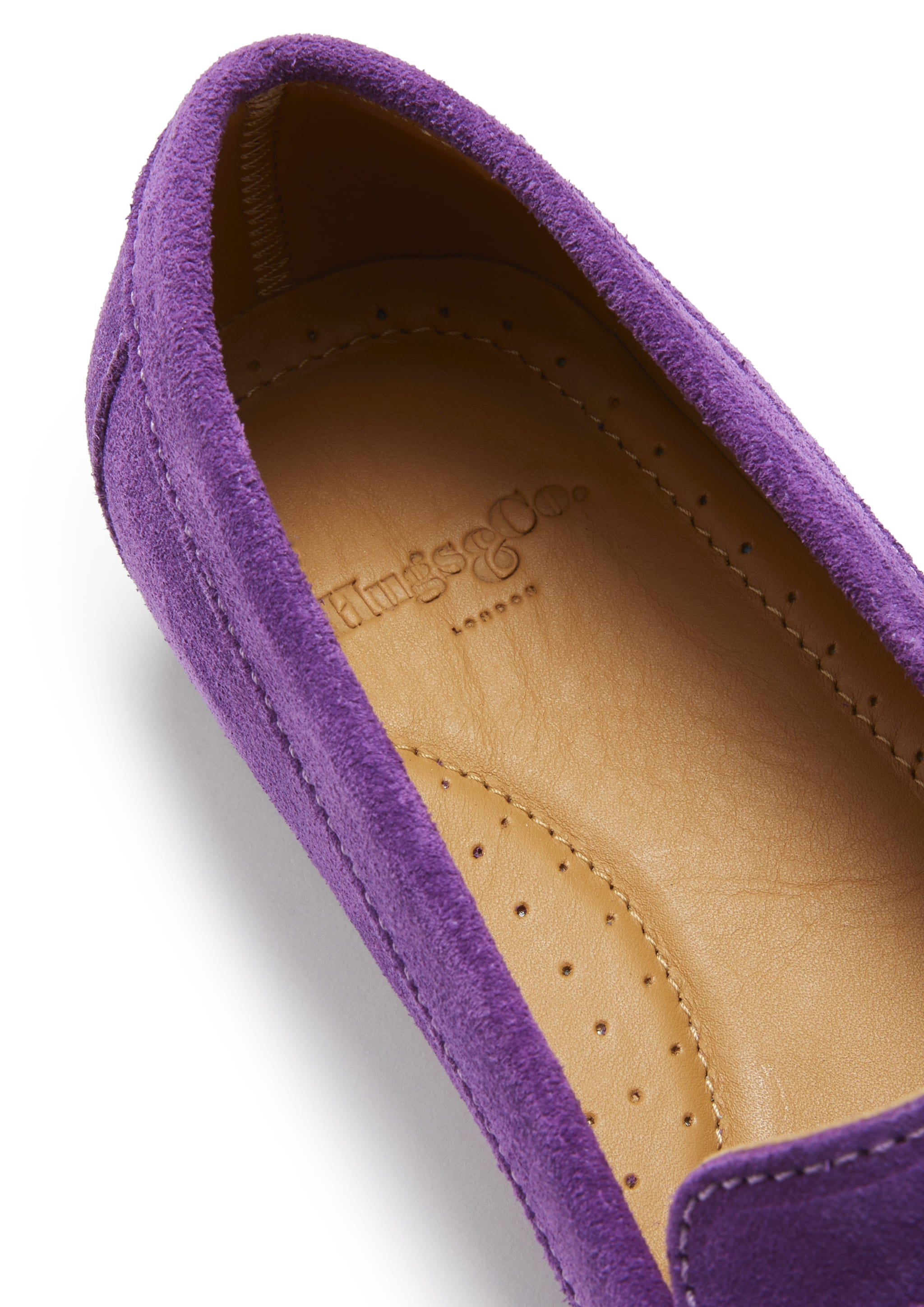 Damen Penny Loafers Leder Sohle, lila Wildleder